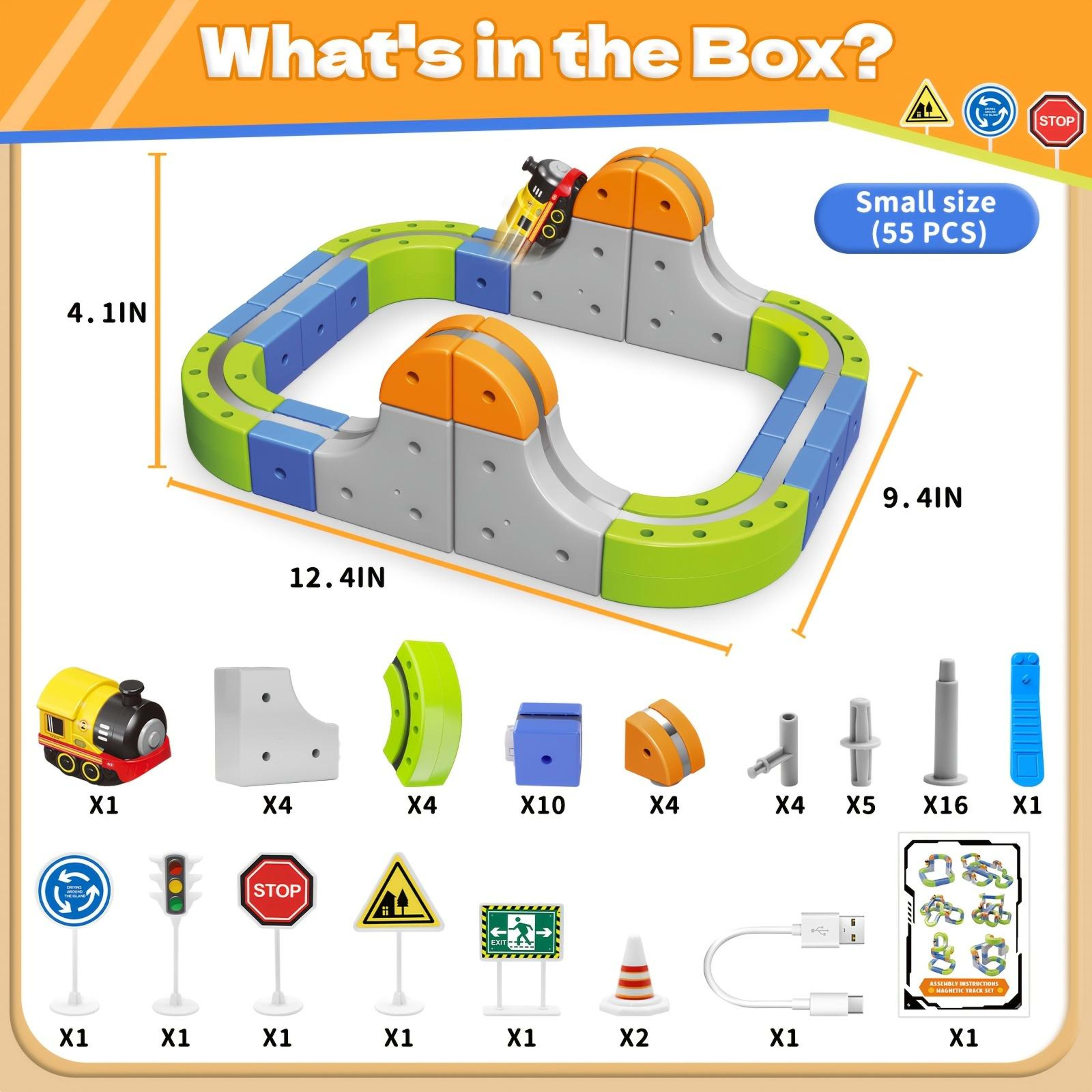 101-Piece Electric Train Track Toy Set Rechargeable Electric Train & DIY Assembly Track Kit  Creative Building Block Rac 2