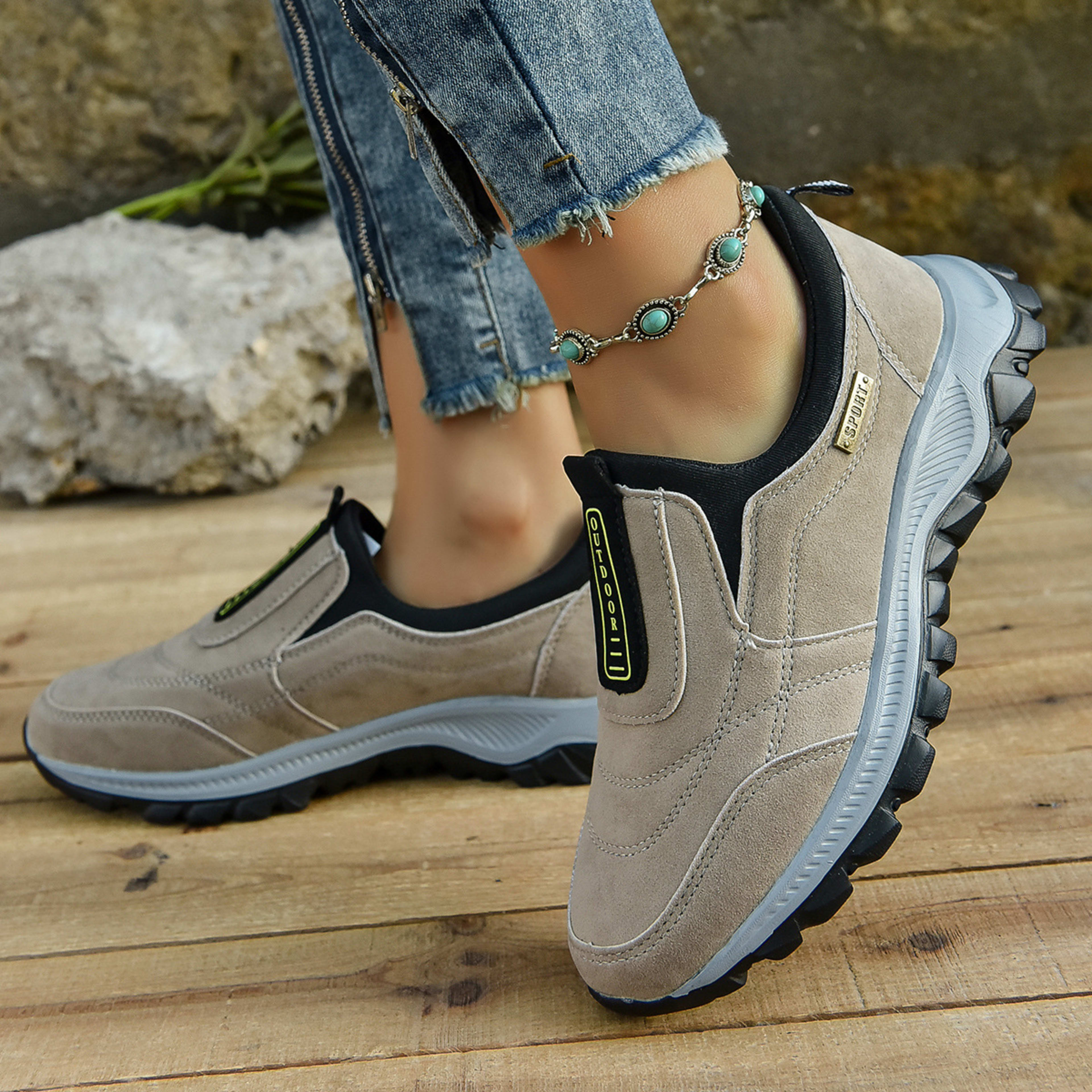 Outdoor Slip-on Sports Shoes Comfortable Walking Running Sneakers Women 1
