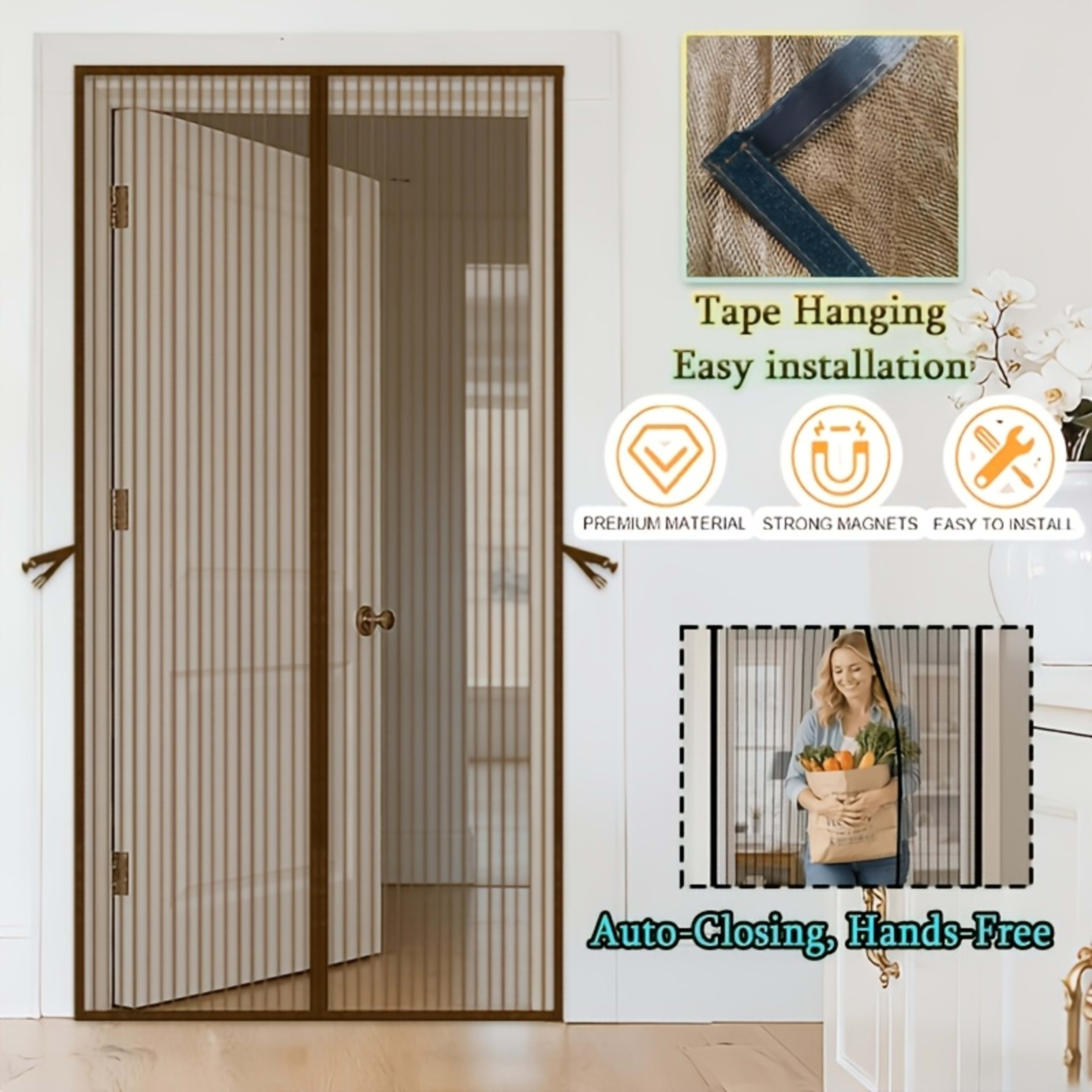 Magnetic Screen Door, Upgraded Polyester Fiber Mosquito And Fly Proof Mesh Curtain With Magnetic Closure Device, Suitabl 4