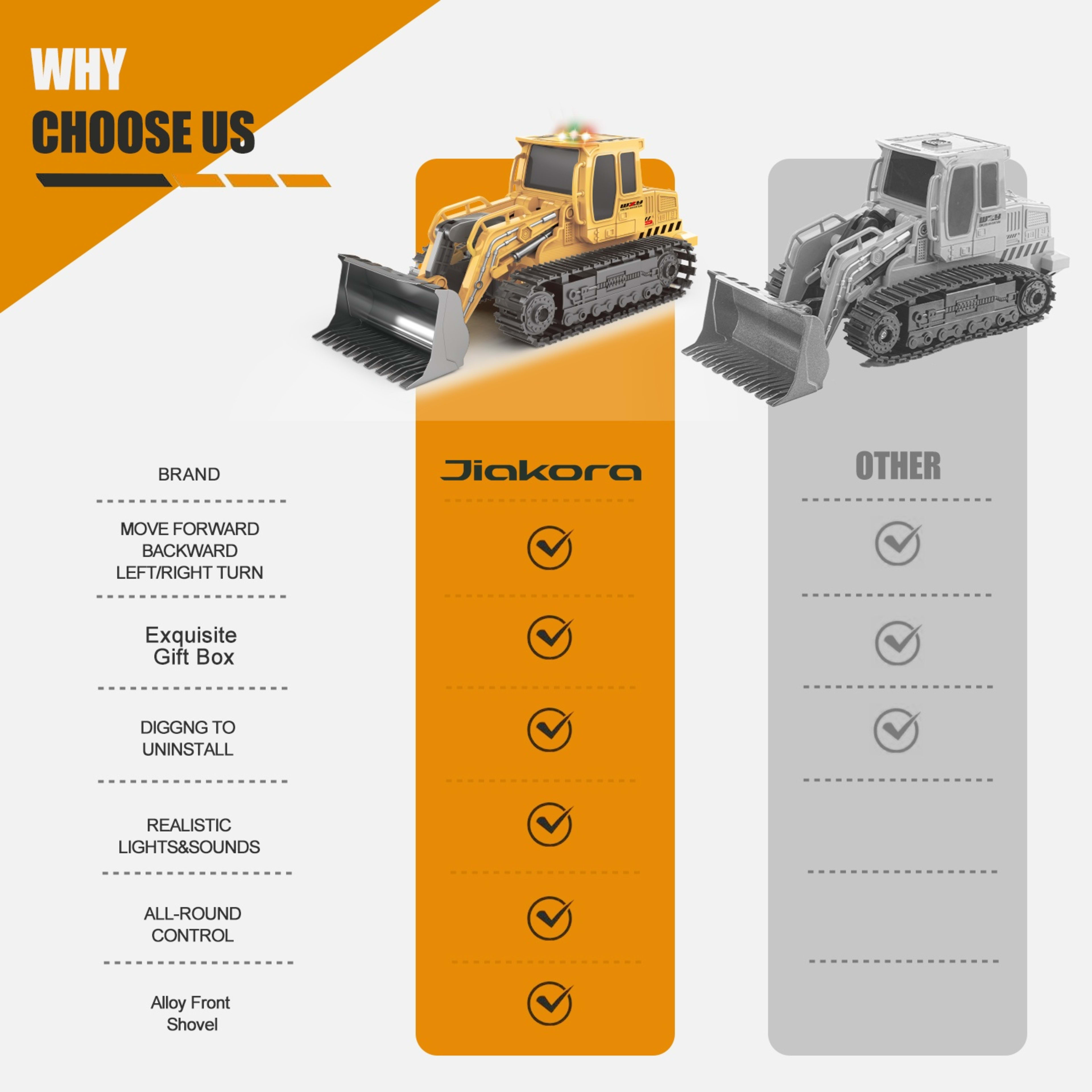 2025 Remote-controlled Engineering Vehicle Toy Bulldozer Excavator Kids Gifts 8