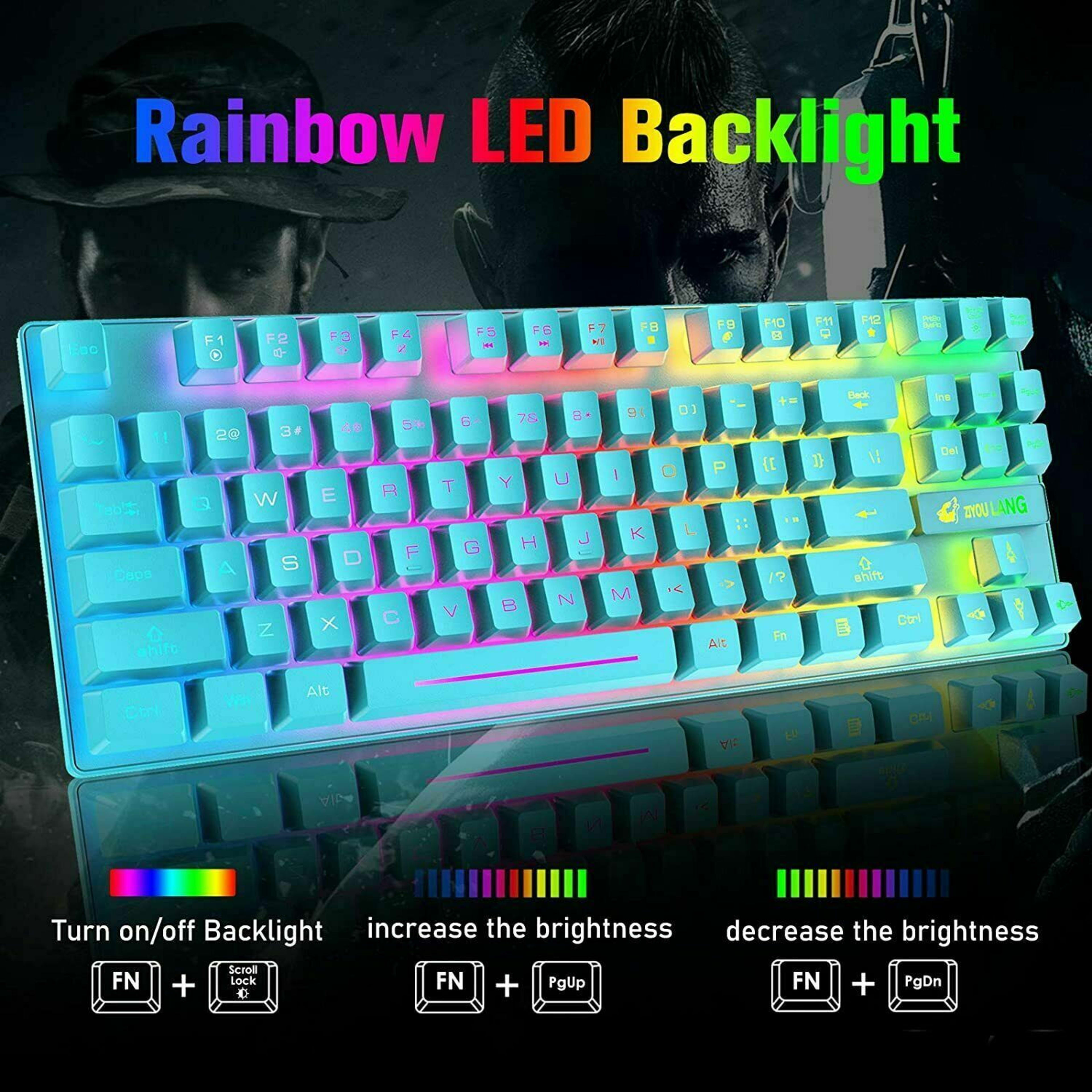 T87 Wireless Gaming Keyboard And Mouse Rainbow Backlit For PC Mac PS4 Xbox One 7