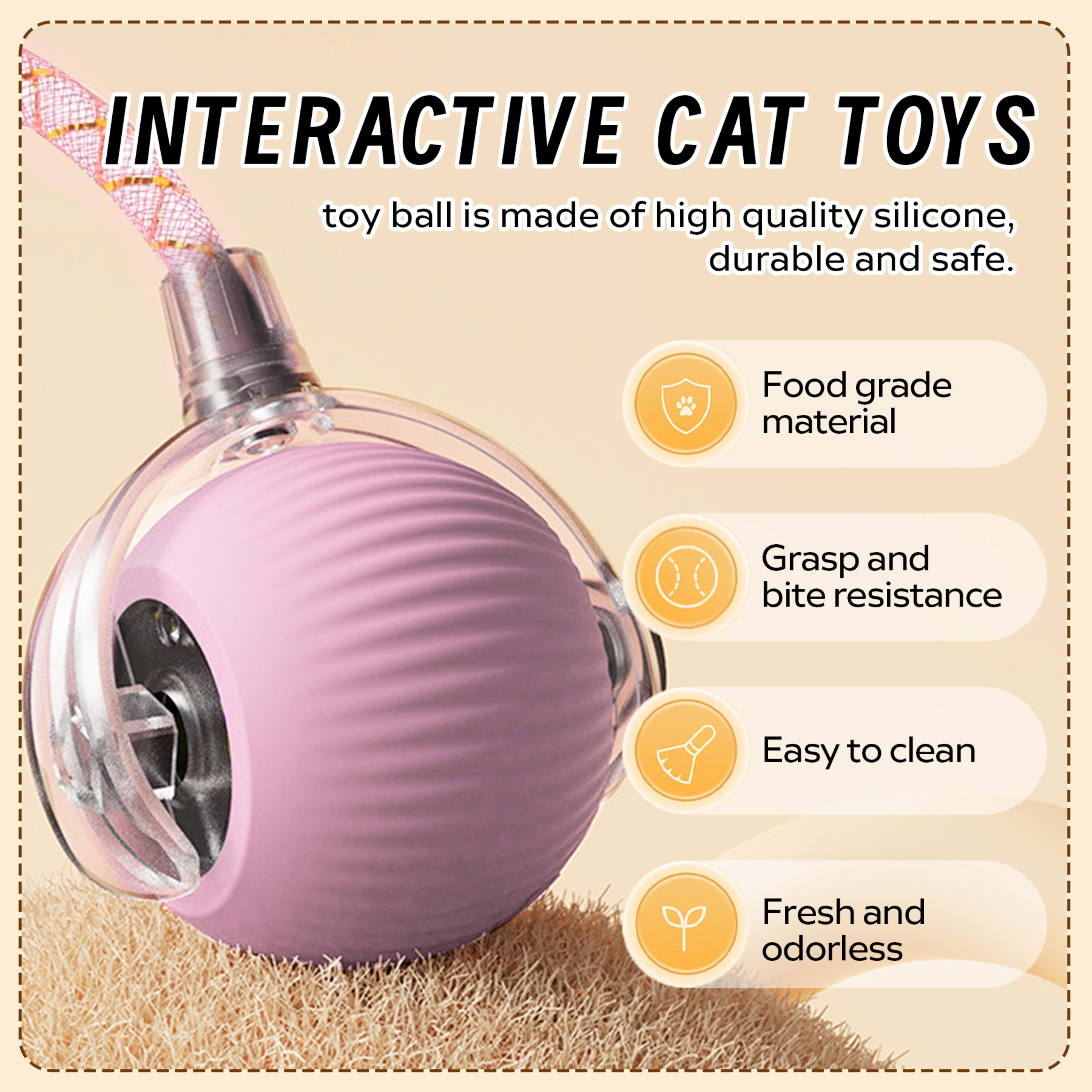 Interactive Toys Ball For Cats, Dog,Agile Moving Cat Ball With ElasticMesh Tail 12