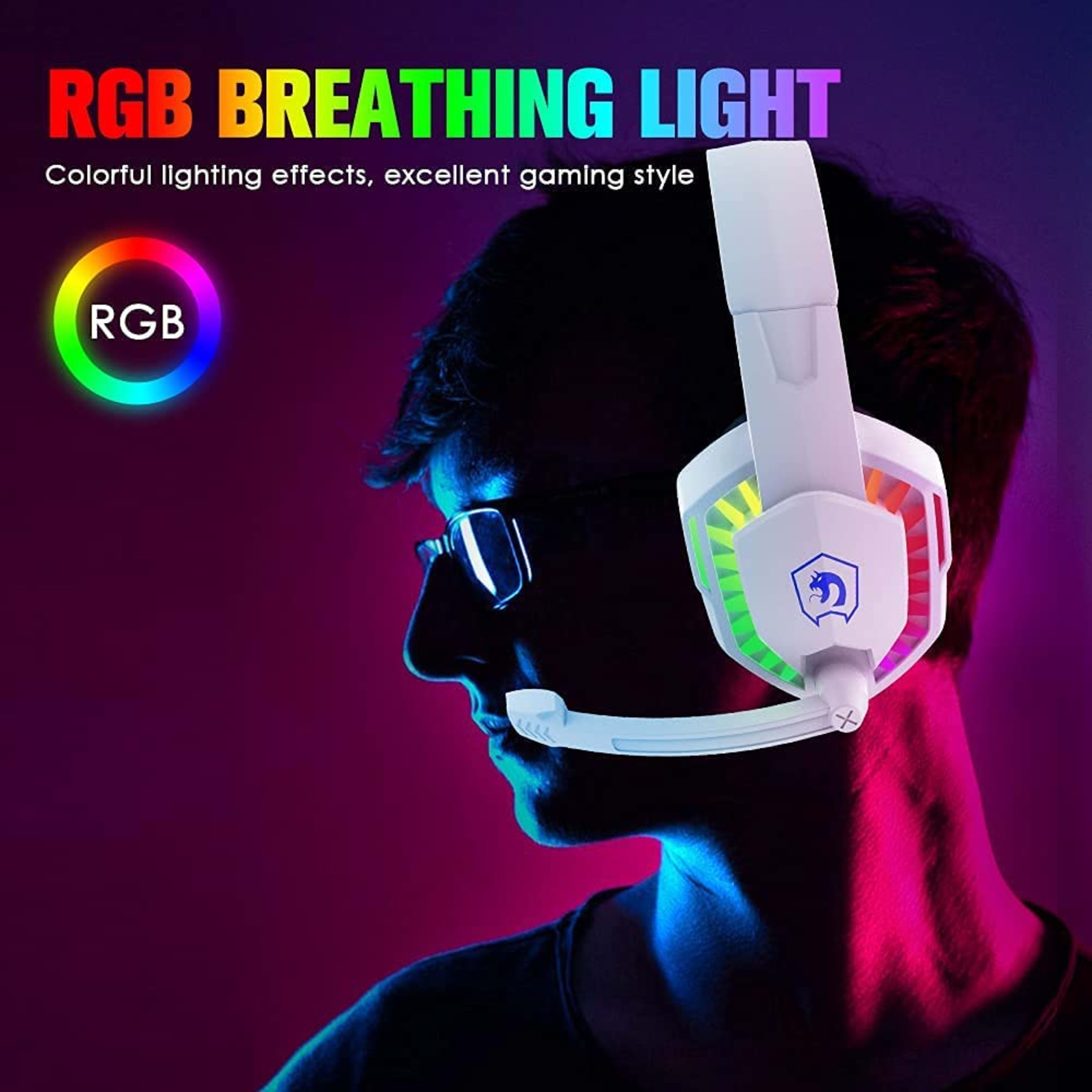 Wired Gaming Headset With Rainbow RGB Backlight Retractable Stereo Sound For PS4 9