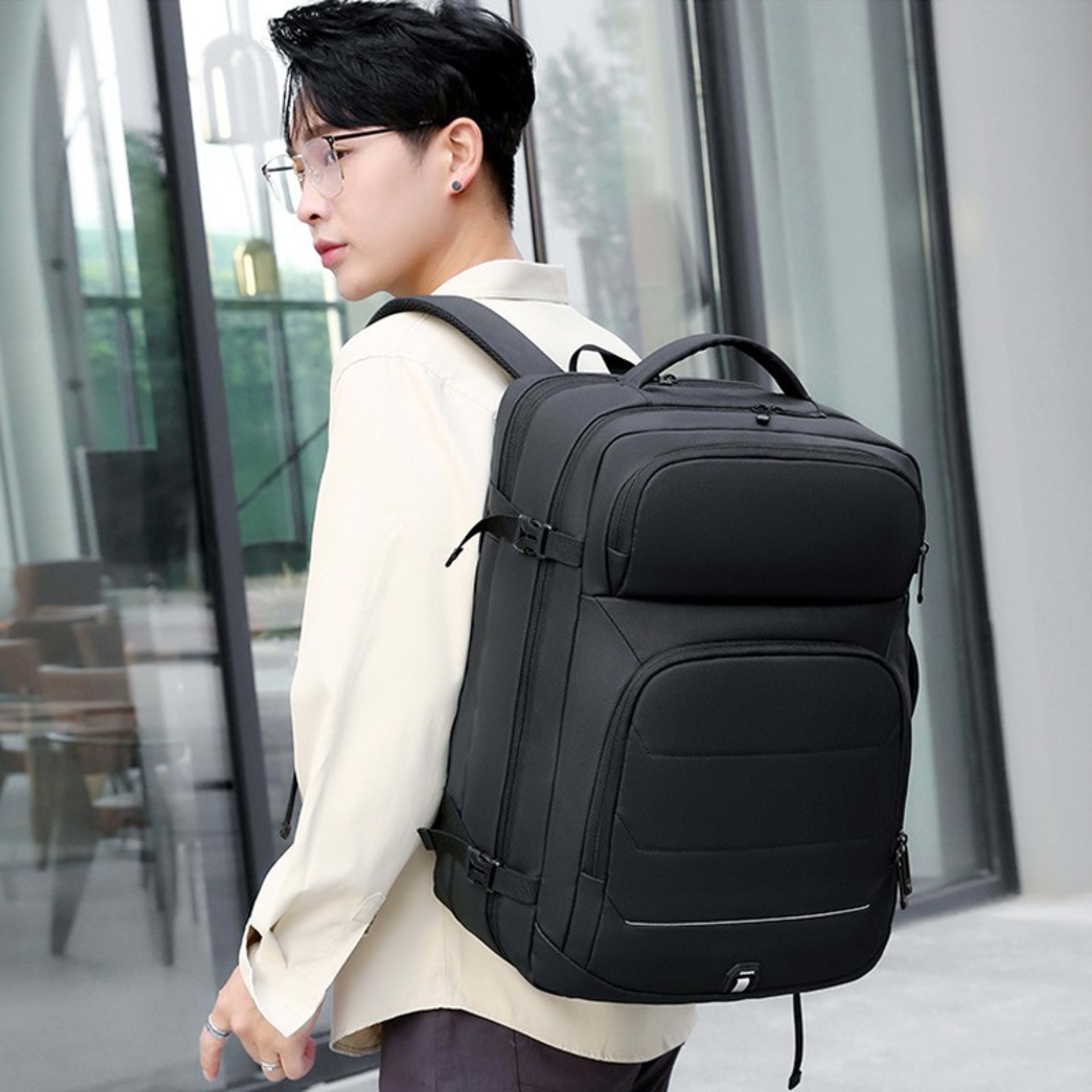 Men 18 Inch Expandable Backpack USB Port Laptop Rucksack Waterproof School Bag 4