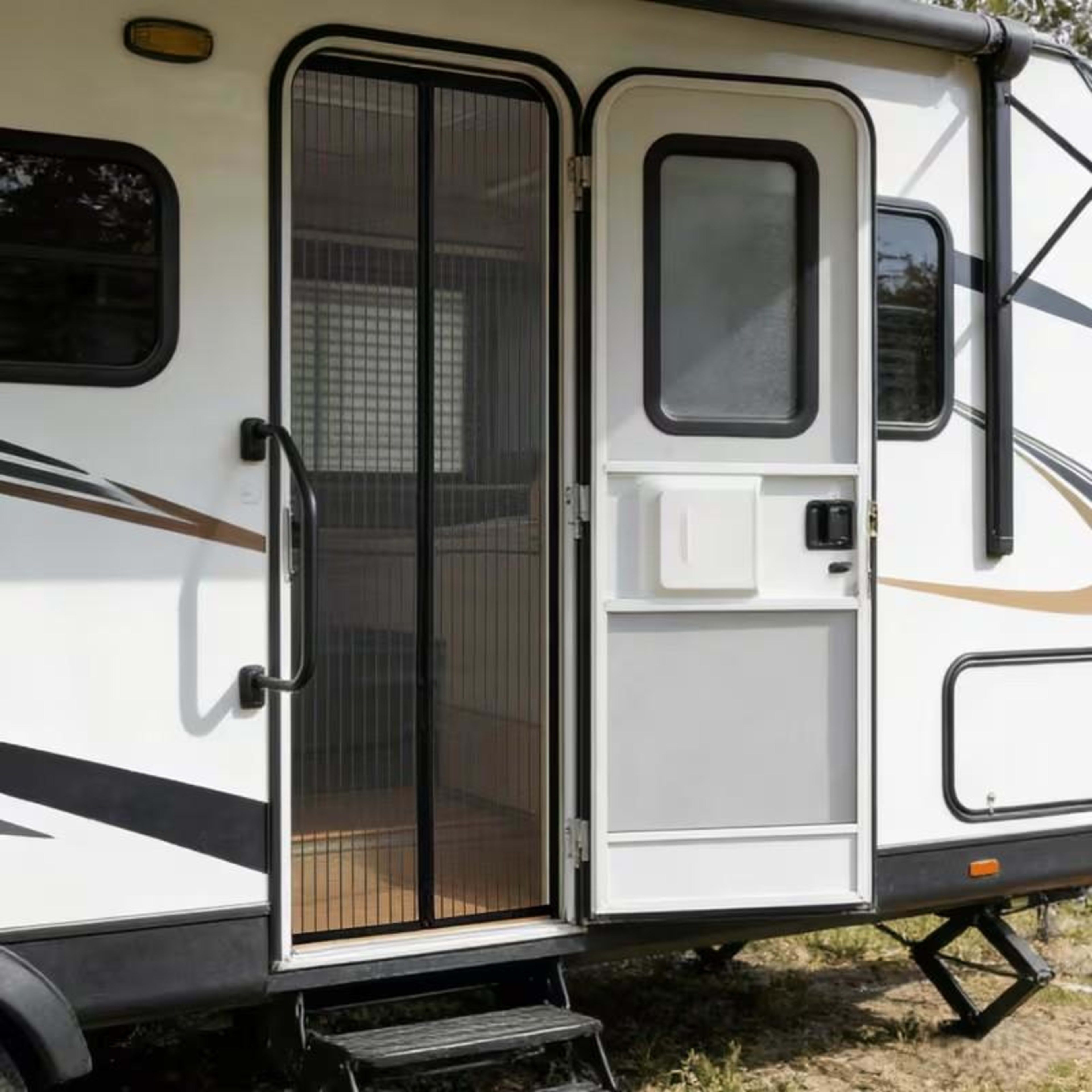 1pc RV Magnetic Screen Door - Easy To Install, Breathable, Mosquito-proof With Storage Straps, Suitable For Camper Vans, 8