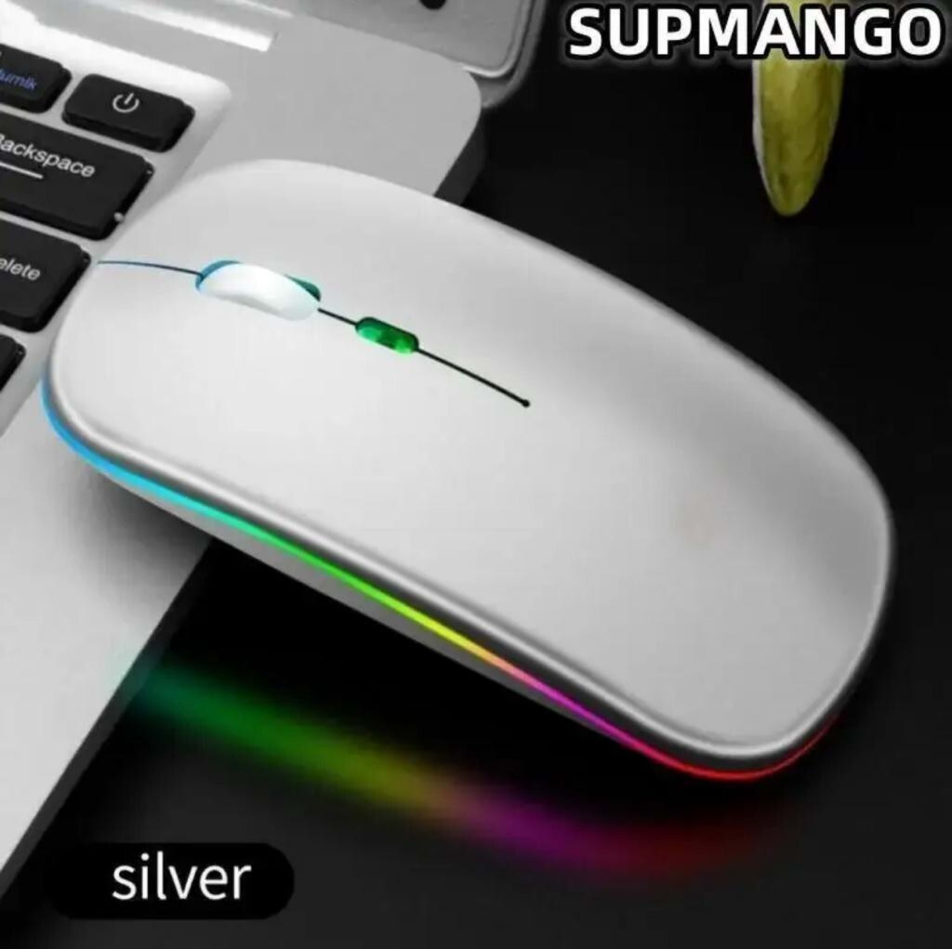 New Slim Silent Rechargeable Wireless Mouse RGB LED USB Mice MacBook Laptop PC 2