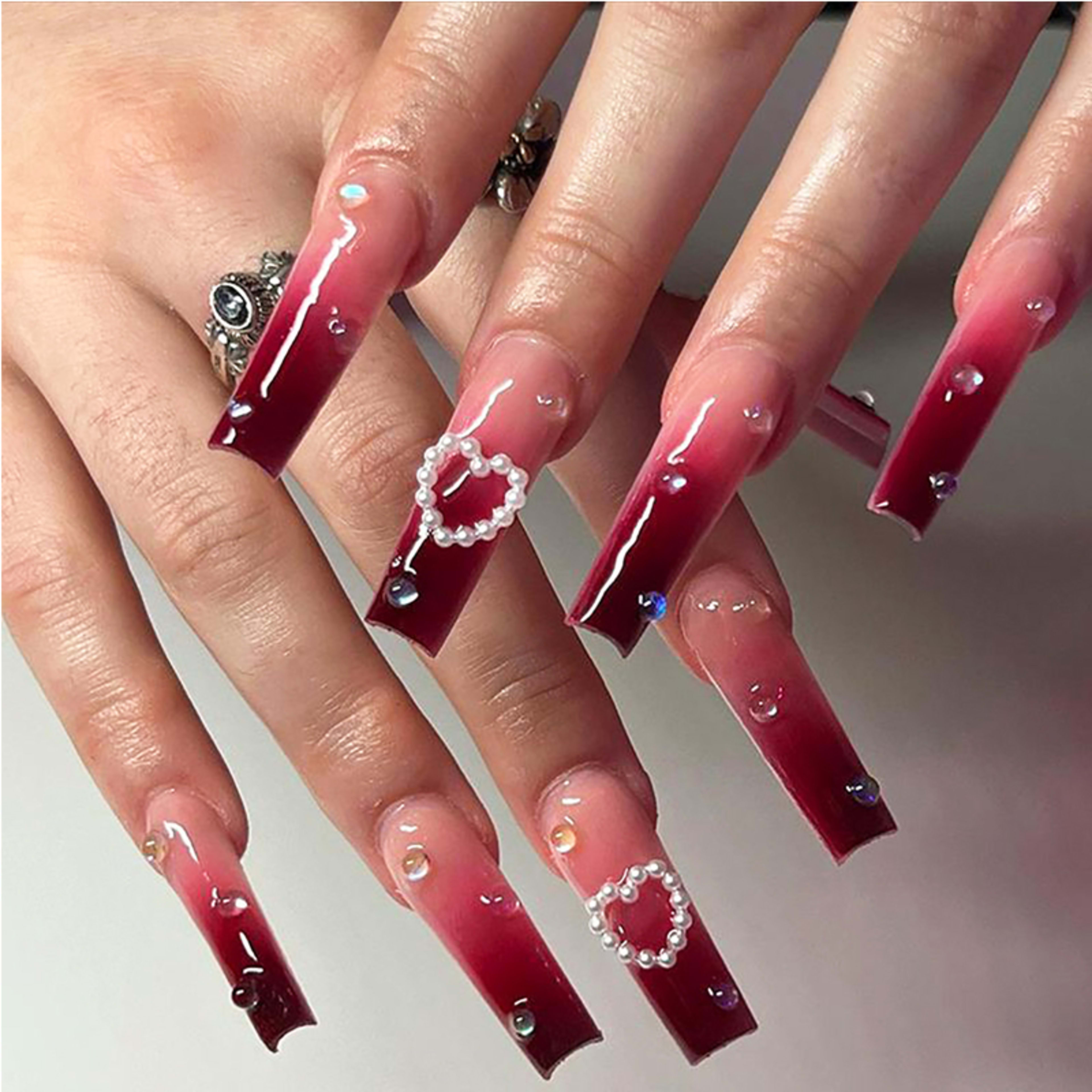 24 PCS Red Heart Nail Art 5
