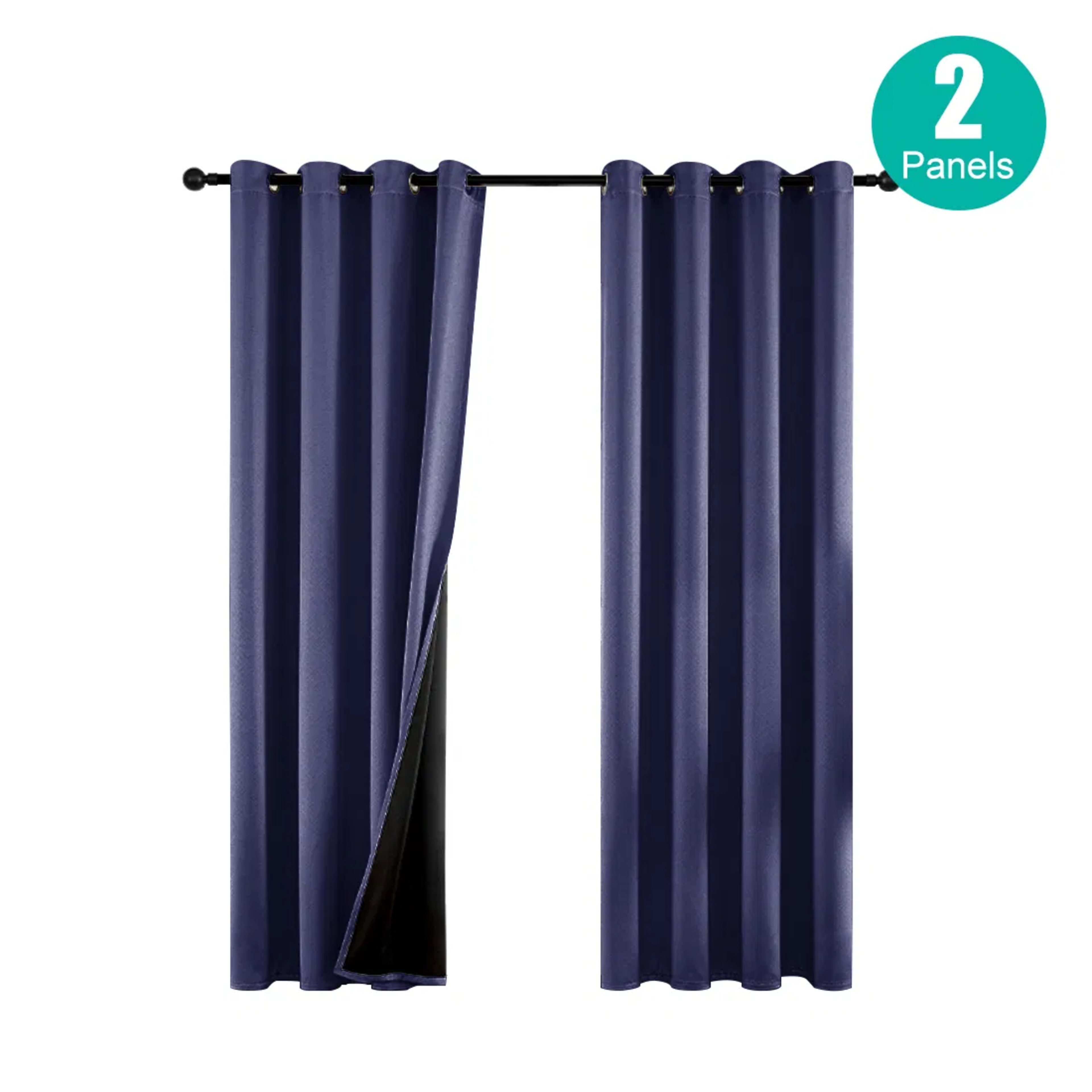 Polyester Grommets Thermal Insulated With Coated Lining 52 In.W63 In. L Indoor Blackout Curtains 3 Colors Available,Set