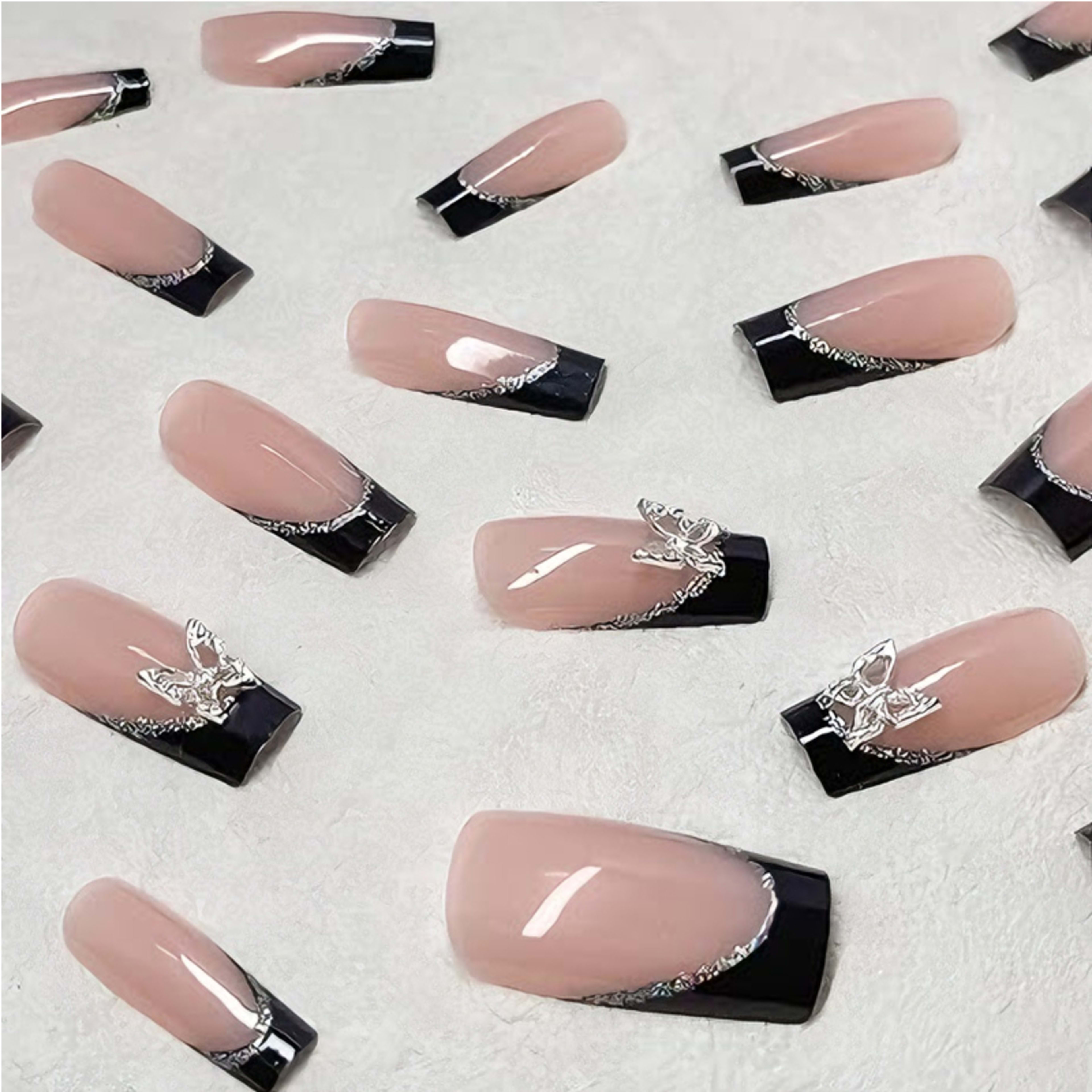 24 PCS Black P Ink Butterfly Nail Art