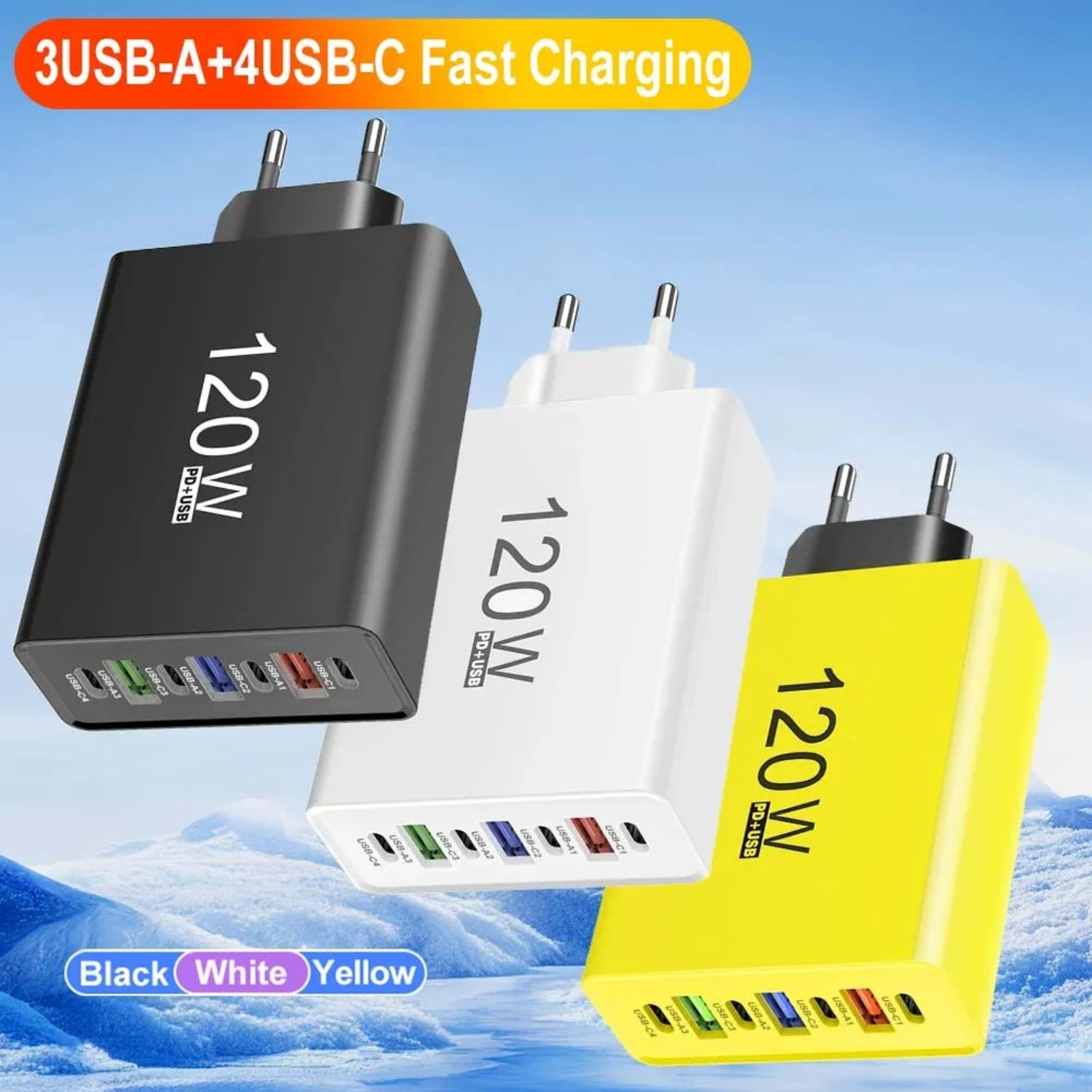 USB-C Charger, 120W Total Output, Fast Charging Function With Multiple Ports, Type-C Interface, Compatible With IPhone,  3