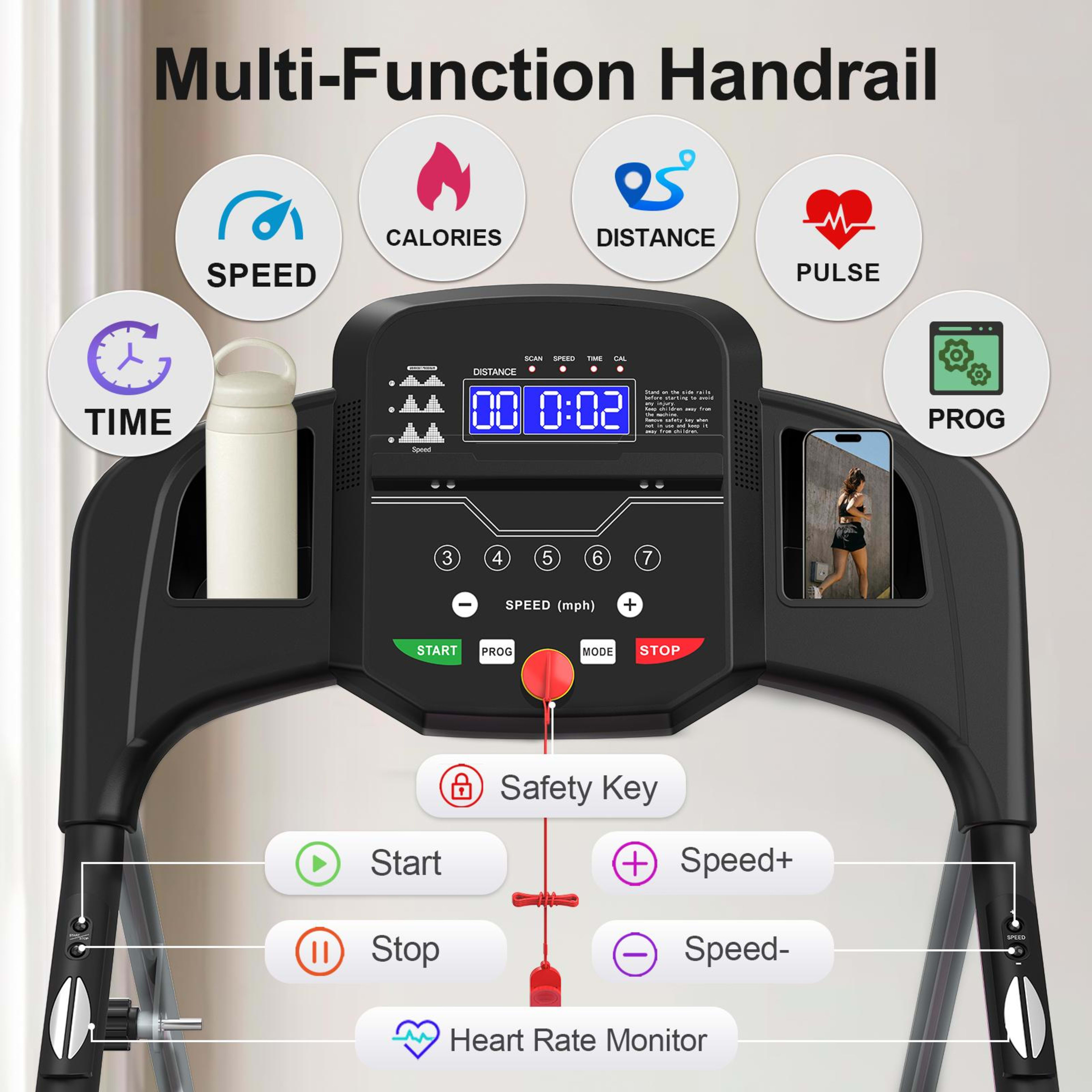 Foldable Treadmill For Home Use, Shock-absorbing, Non-slip, Multi-functional, Essential Fitness Equipment For The Whole  14