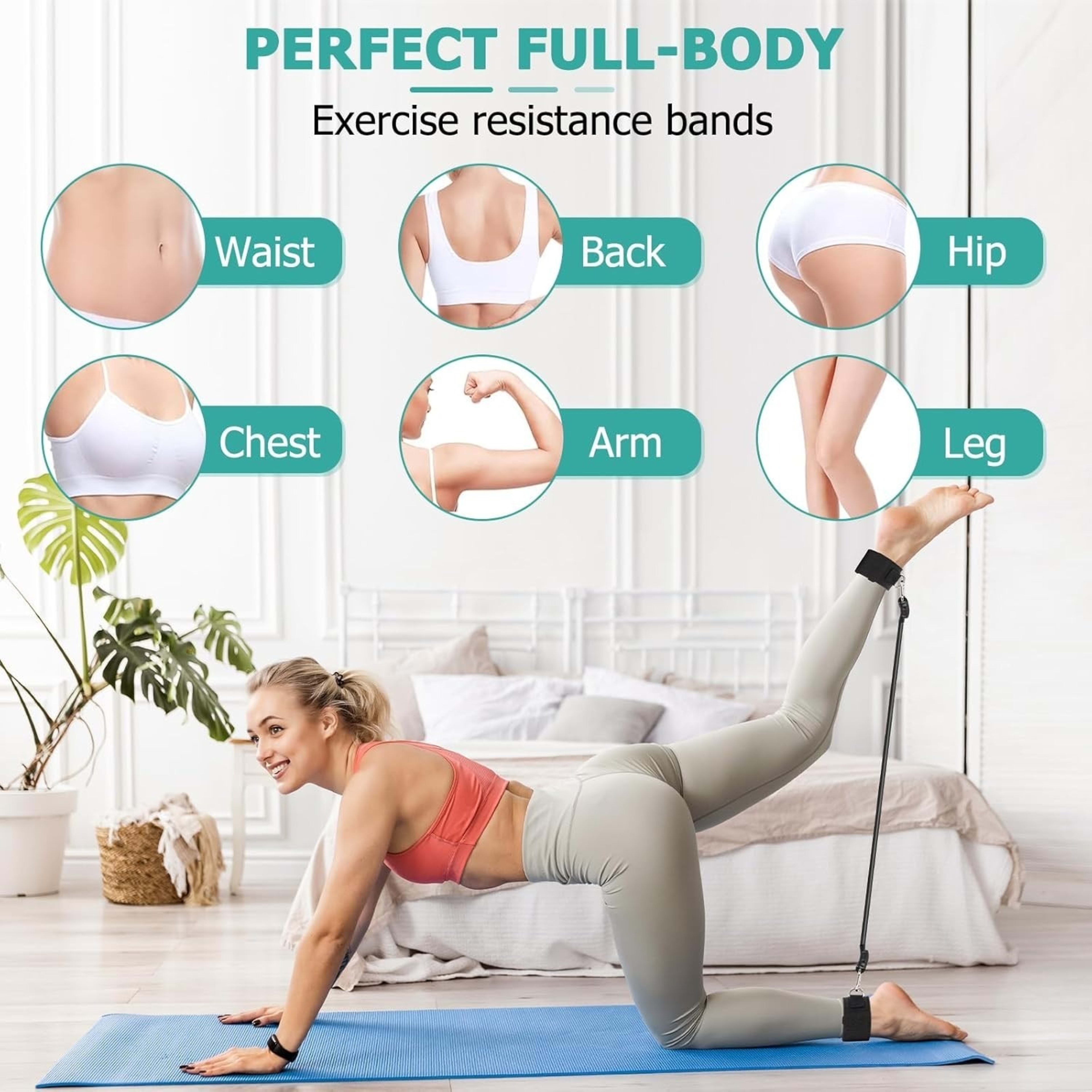 Pilates Bar Kit With 6 Resistance Bands Home Gym Fitness Training Workout Set 7