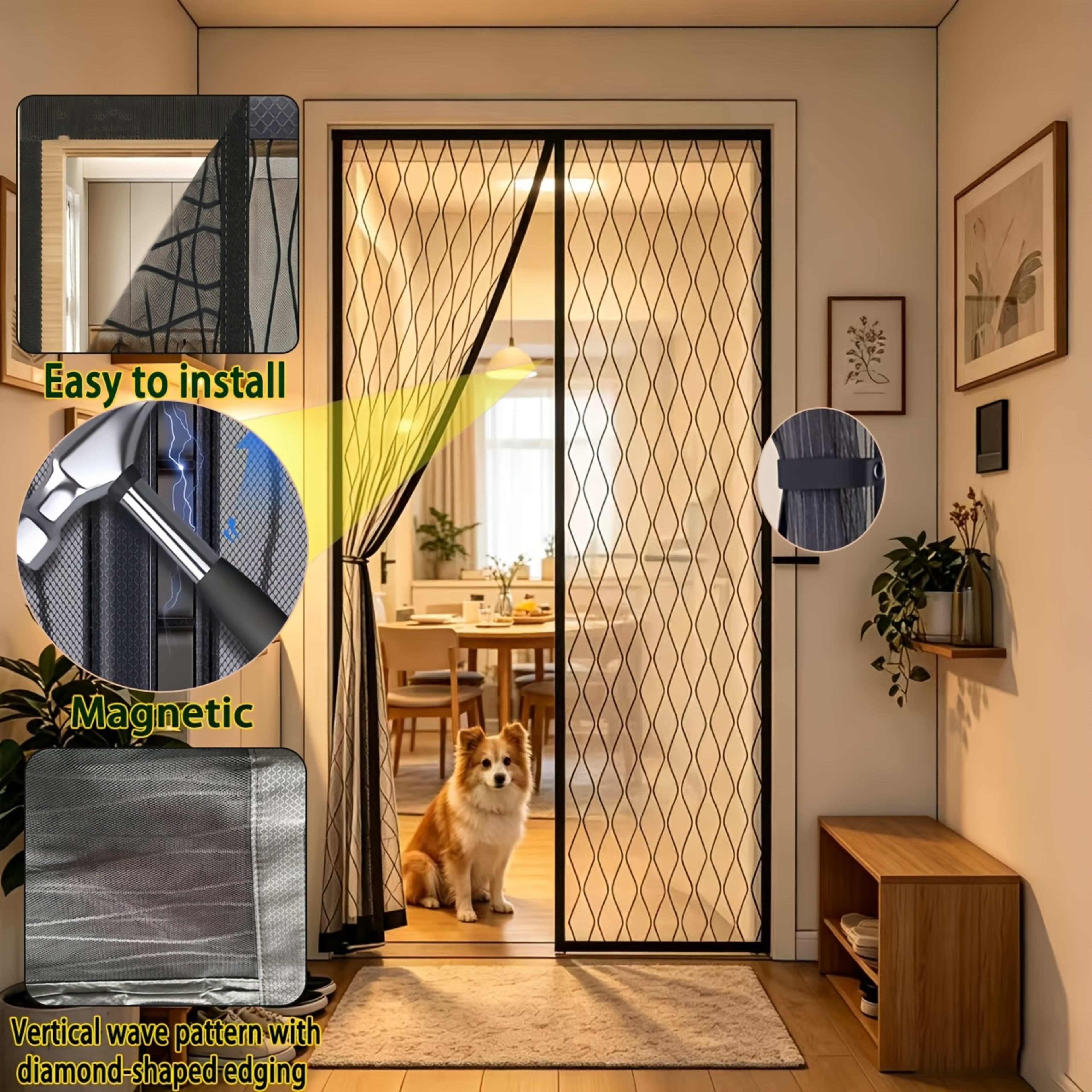 A Magnetic Mosquito-proof Door Curtain With Fine Vertical Wavy Mesh Material That Effectively Keeps Mosquitoes Away Whil