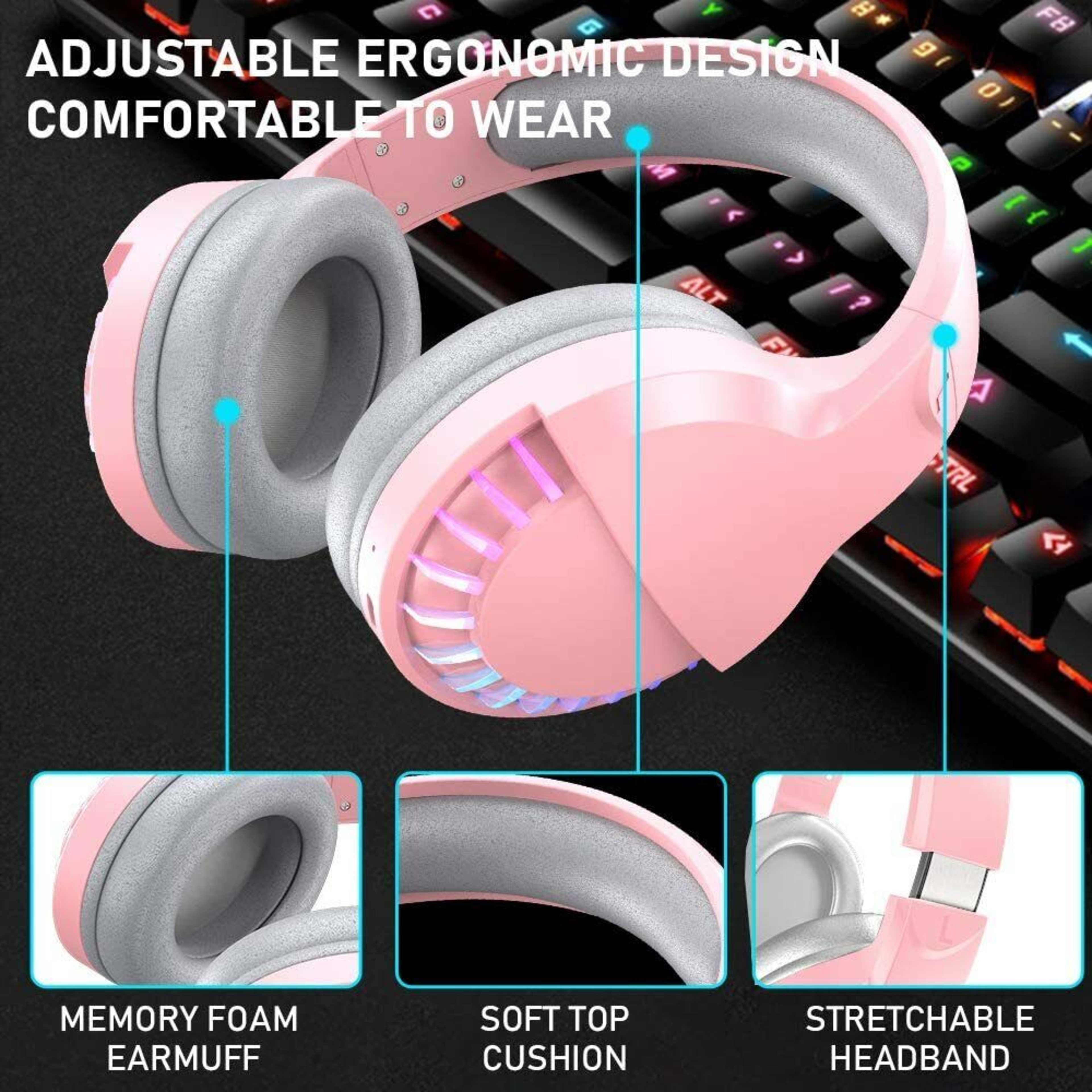 AU Wireless Bluetooth Gaming Headset Headphones Stereo For Laptop PC Phones Ipad 15