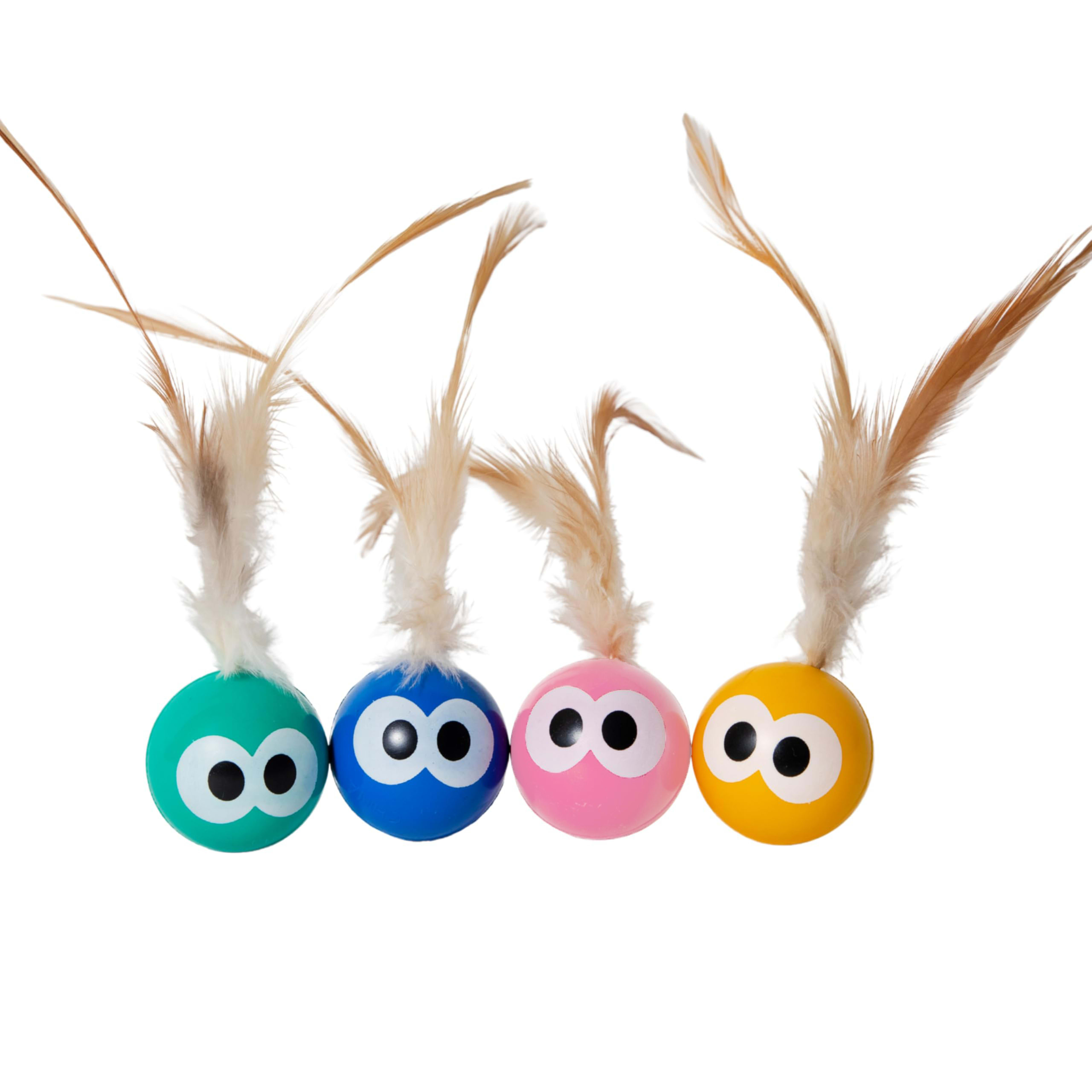 Bouncing Balls Cat Toy With Feather - Interactive Cat Bouncing Ball With Tail, Bouncing Cat Toy For Indoor Cats & Playfu