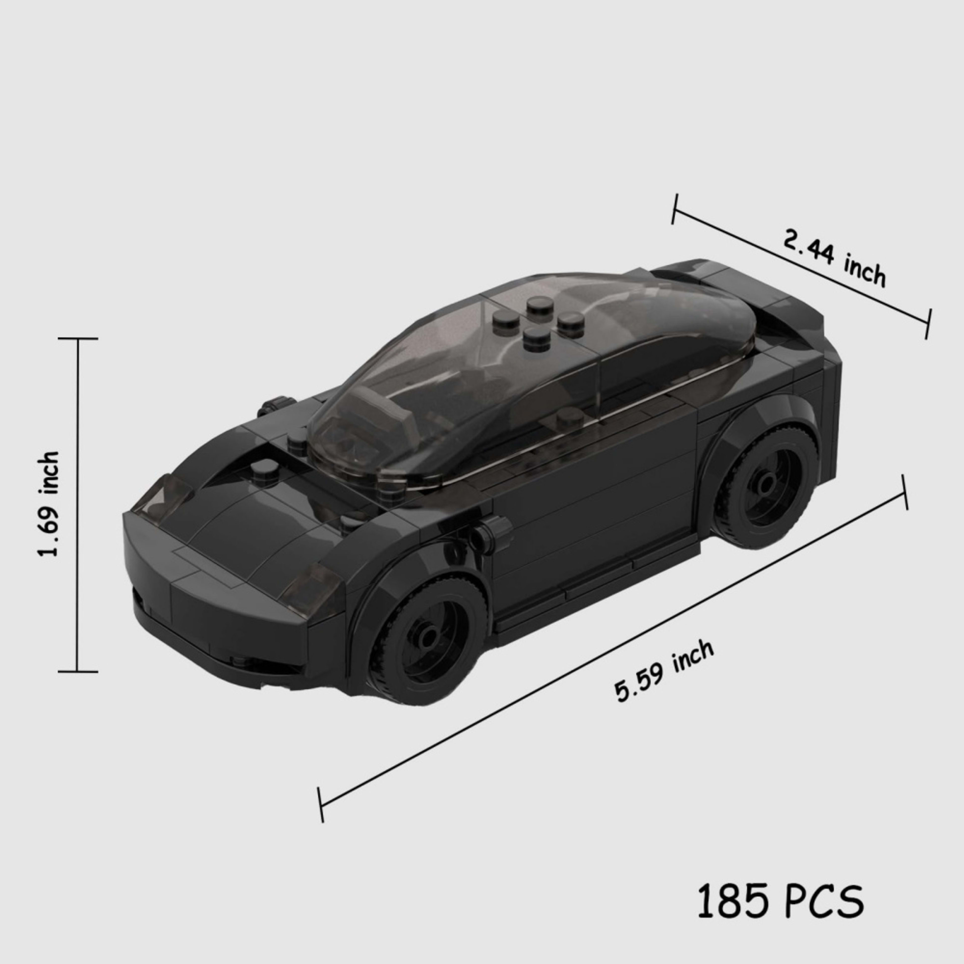 185PCS Black Electric Sports Car Building Blocks With Charger, Modern EV Vehicle Toy Kit For Kids And Adults,Collectible 2
