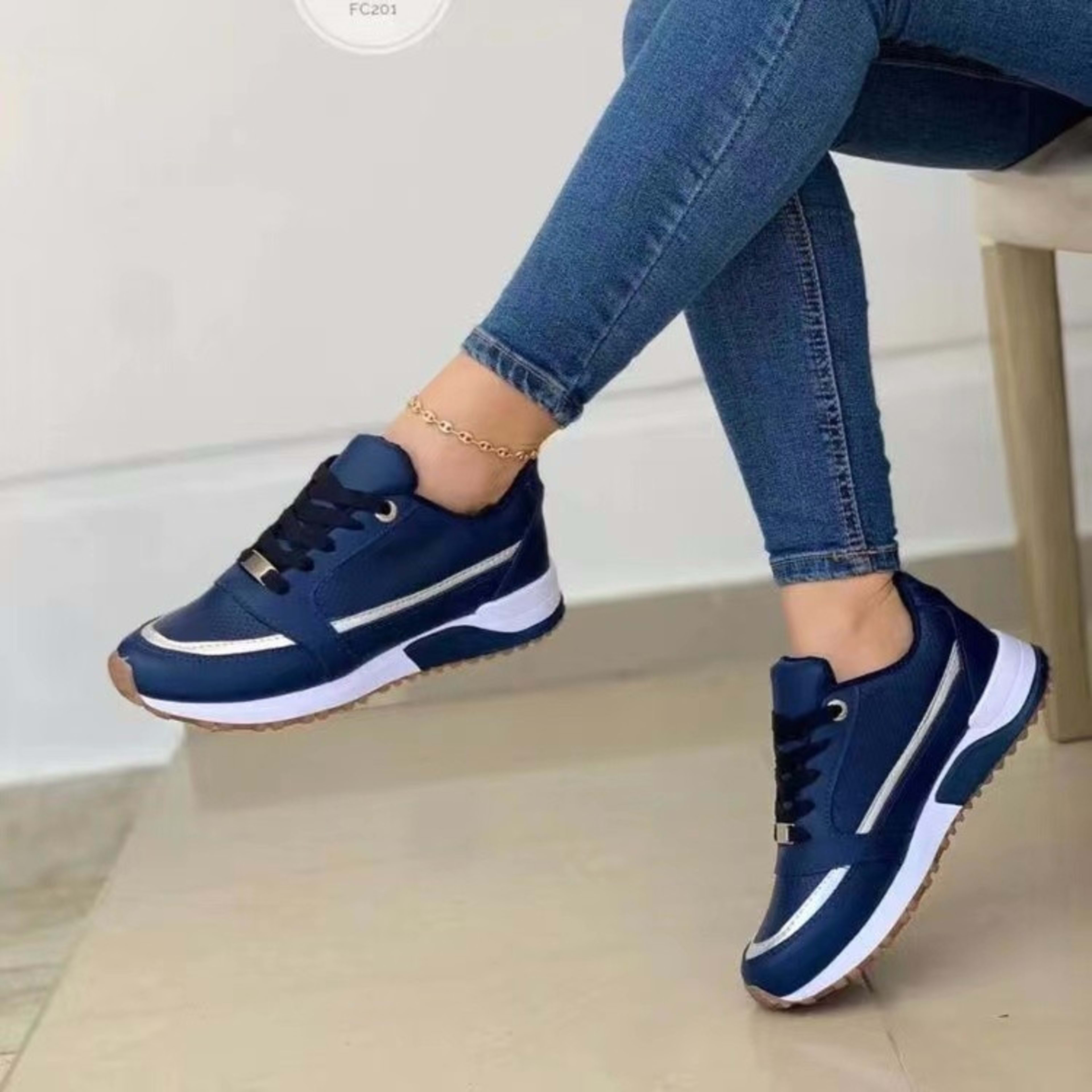 Casual Lace-up Flat Shoes Women Shallow Round Toe Sports Walking Sneakers 4