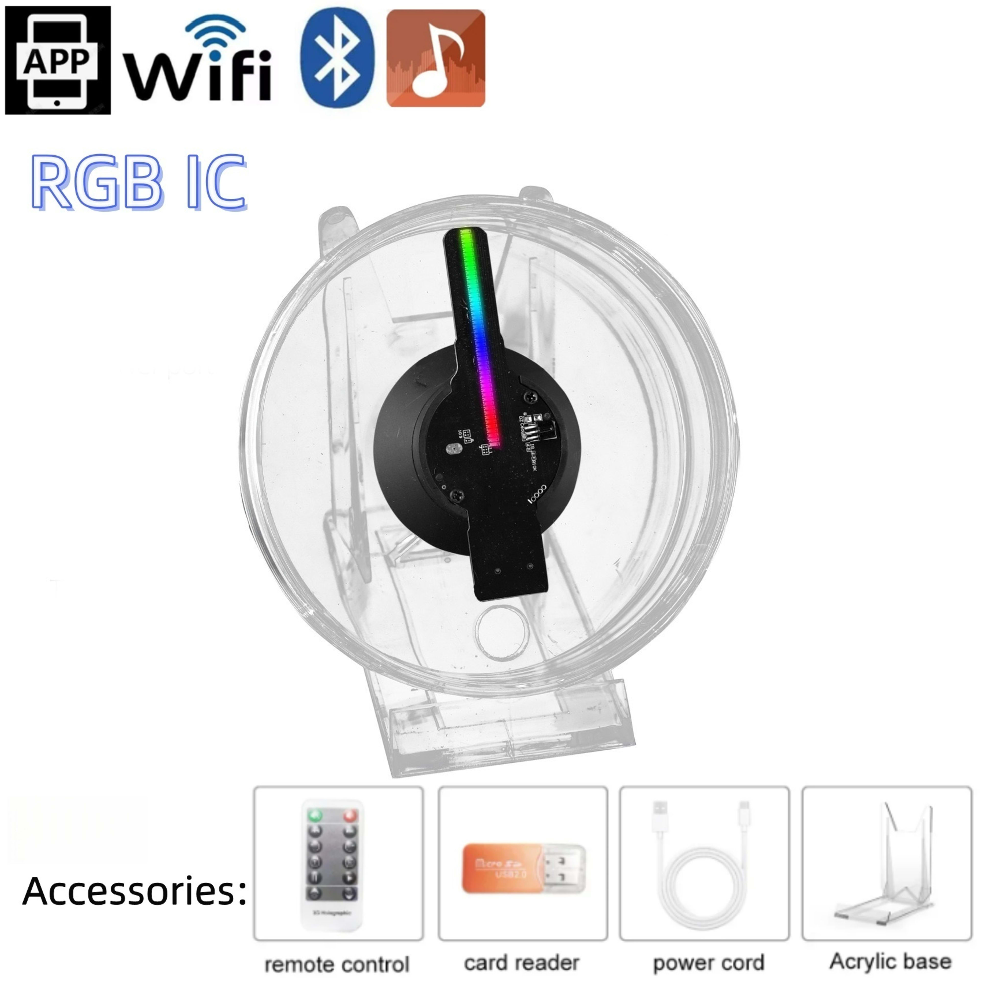 Wiilala 3D Holographic Fan, 4.7 Inch 3D Holographic Fan With WiFi Projector, Built-in Video - HD LED Holographic Diseskt 2