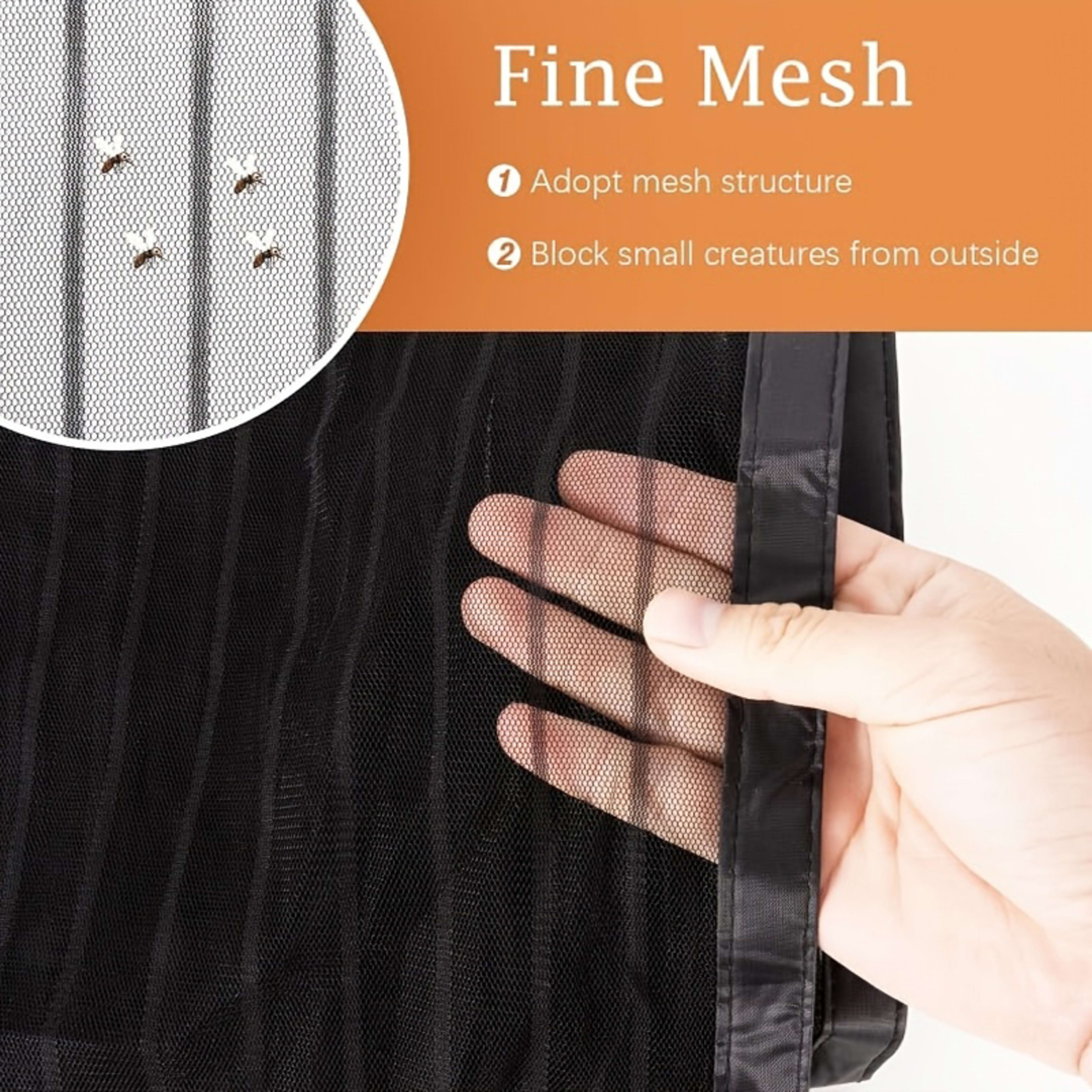 Magnetic Screen Door Curtain - Manual Or Automatic Close, Black Stripe Design, Mosquito-proof Summer Breathable Partitio 18