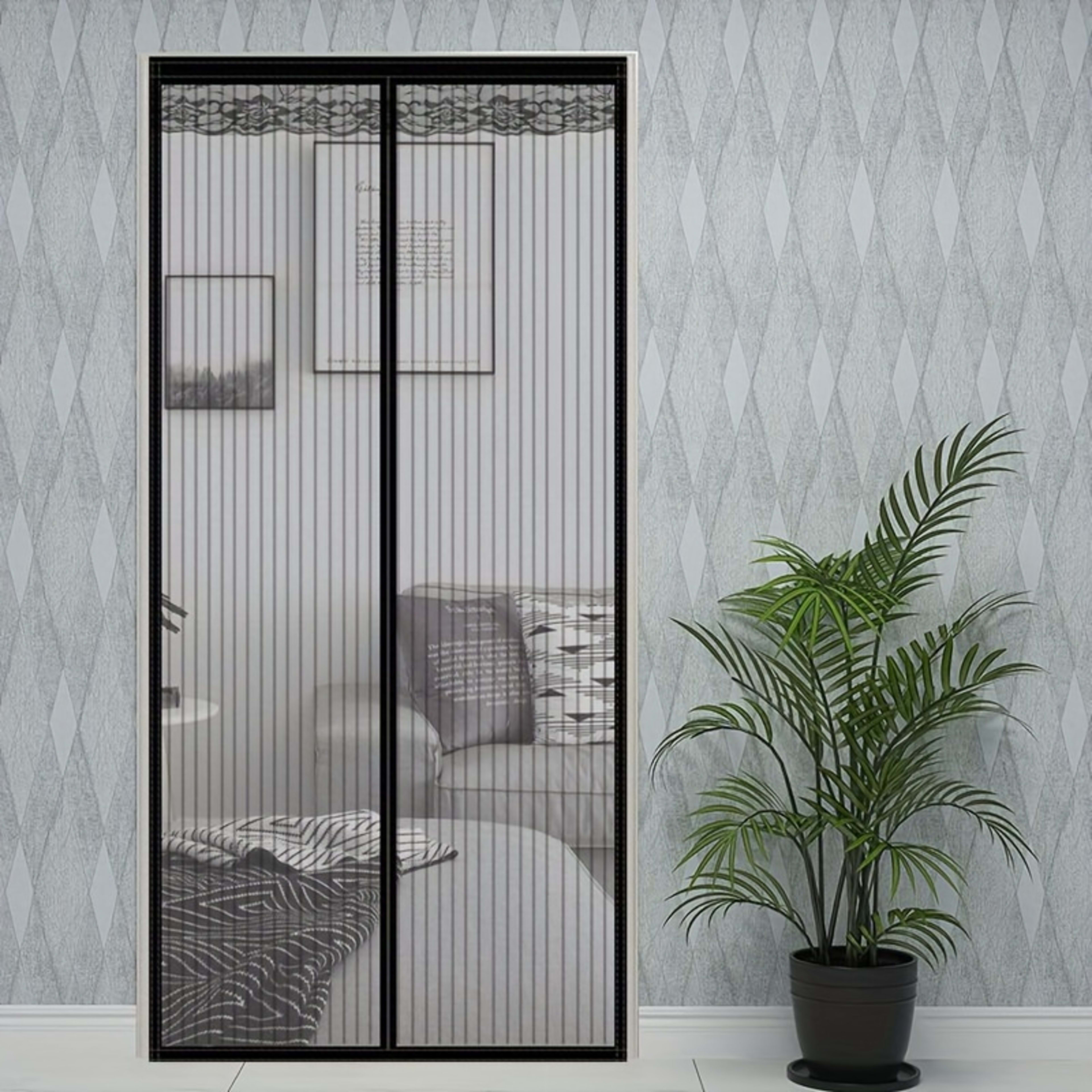 1 Easy-to-install Magnetic Screen Door - Pet-friendly, No-drill Mesh Curtain With Auto-close Feature, Durable And Weathe 6