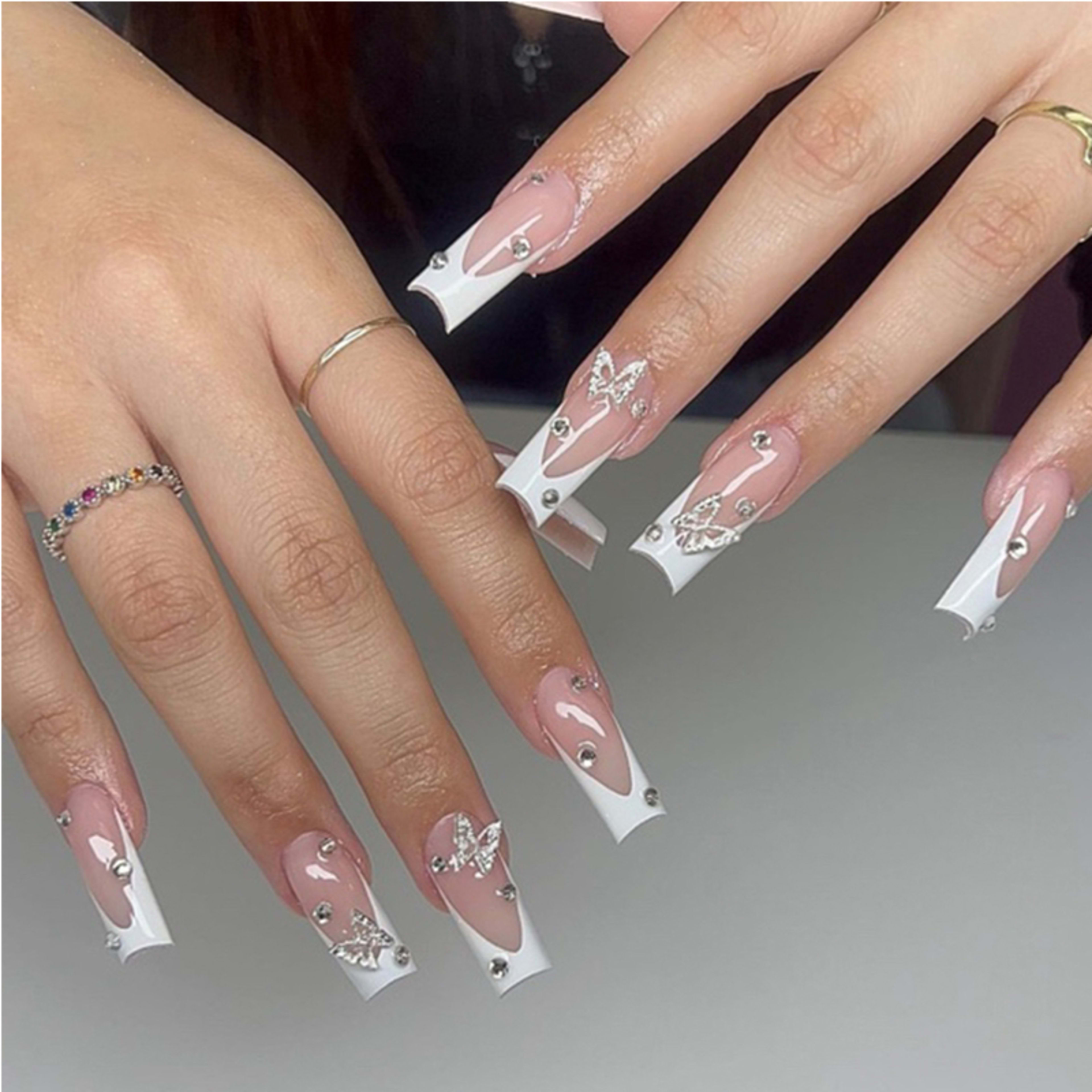 24 PCS Diamond Butterfly Nail Art 8