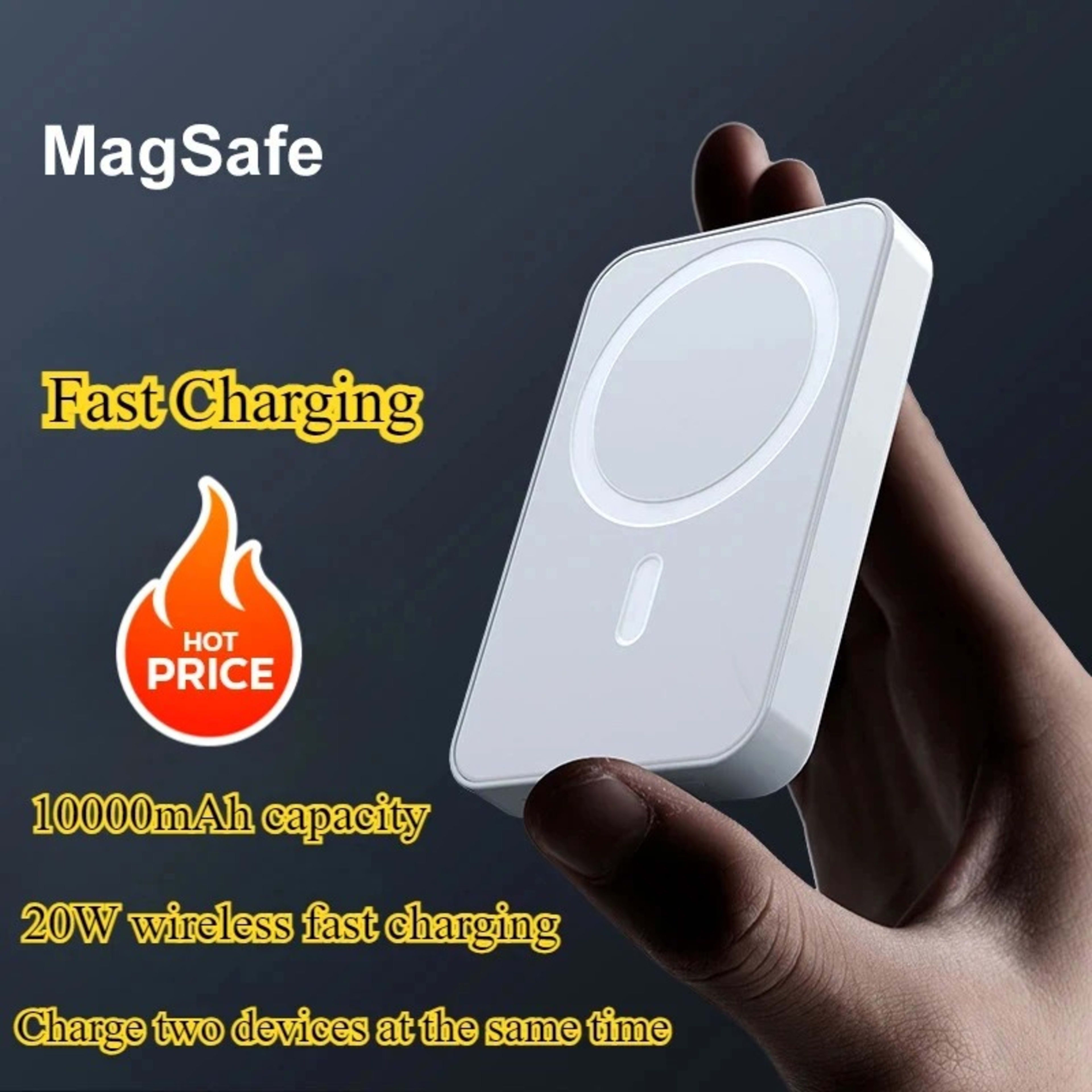 20W Power Bank With Magnetic Closure, 10000mAh, Portable, Wireless, Fast Charging, MagSafe Compatible For IPhone 15 Pro  8