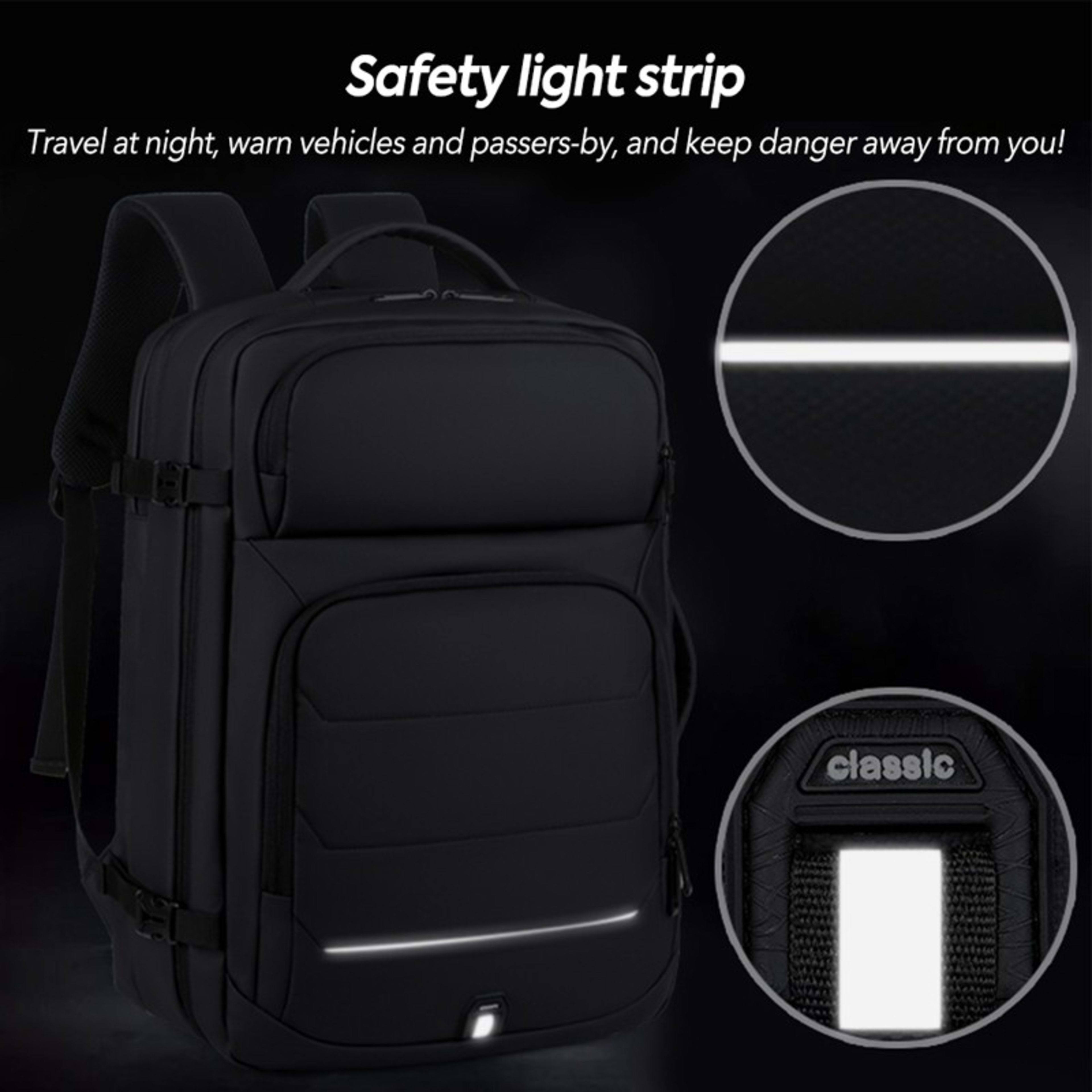 Men 18 Inch Expandable Backpack USB Port Laptop Rucksack Waterproof School Bag