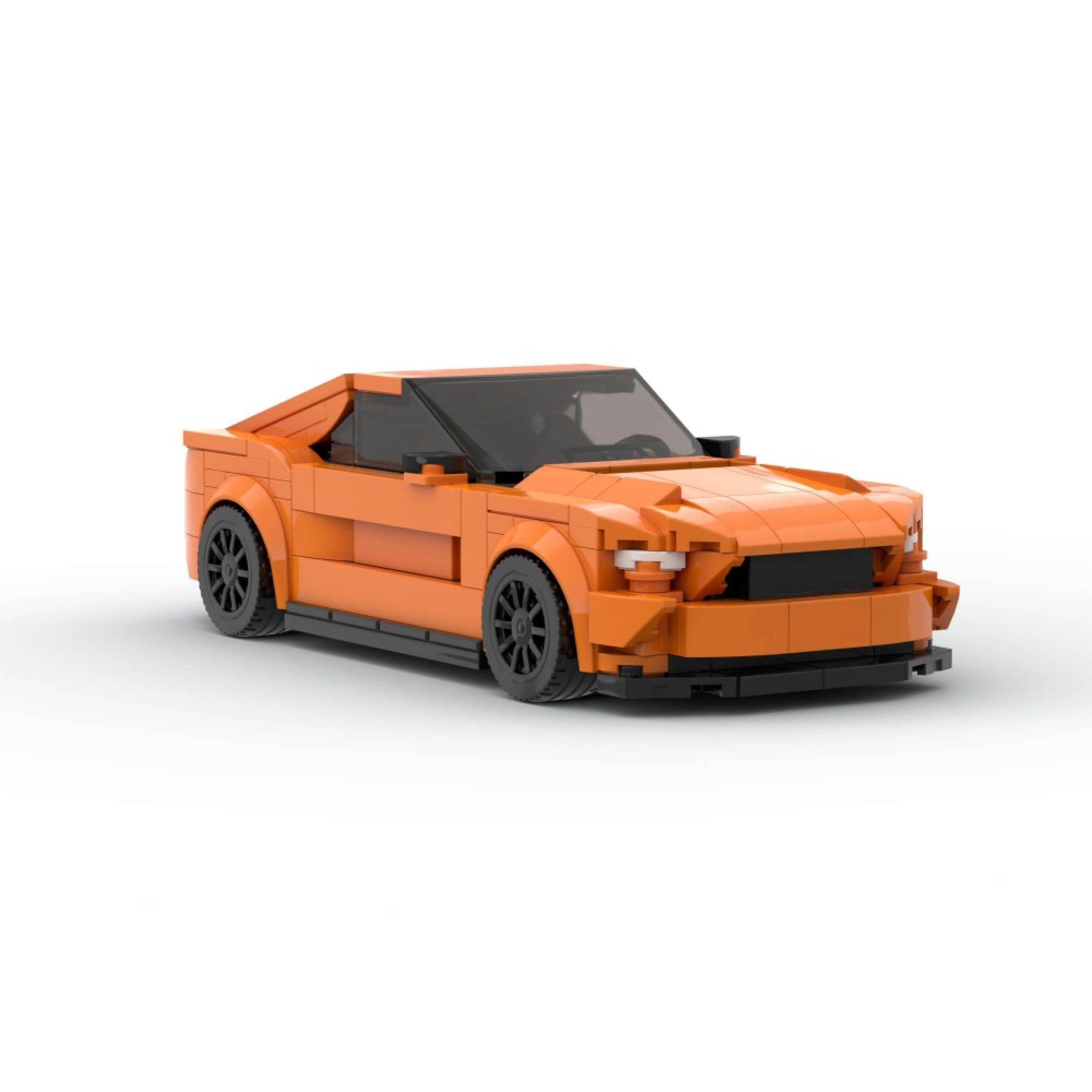 348PCS Sports Race Orange Muscle Car Building Blocks, Mustang Inspired Sports Coupe Toy Kit For Kids And Adult,Collectib 4