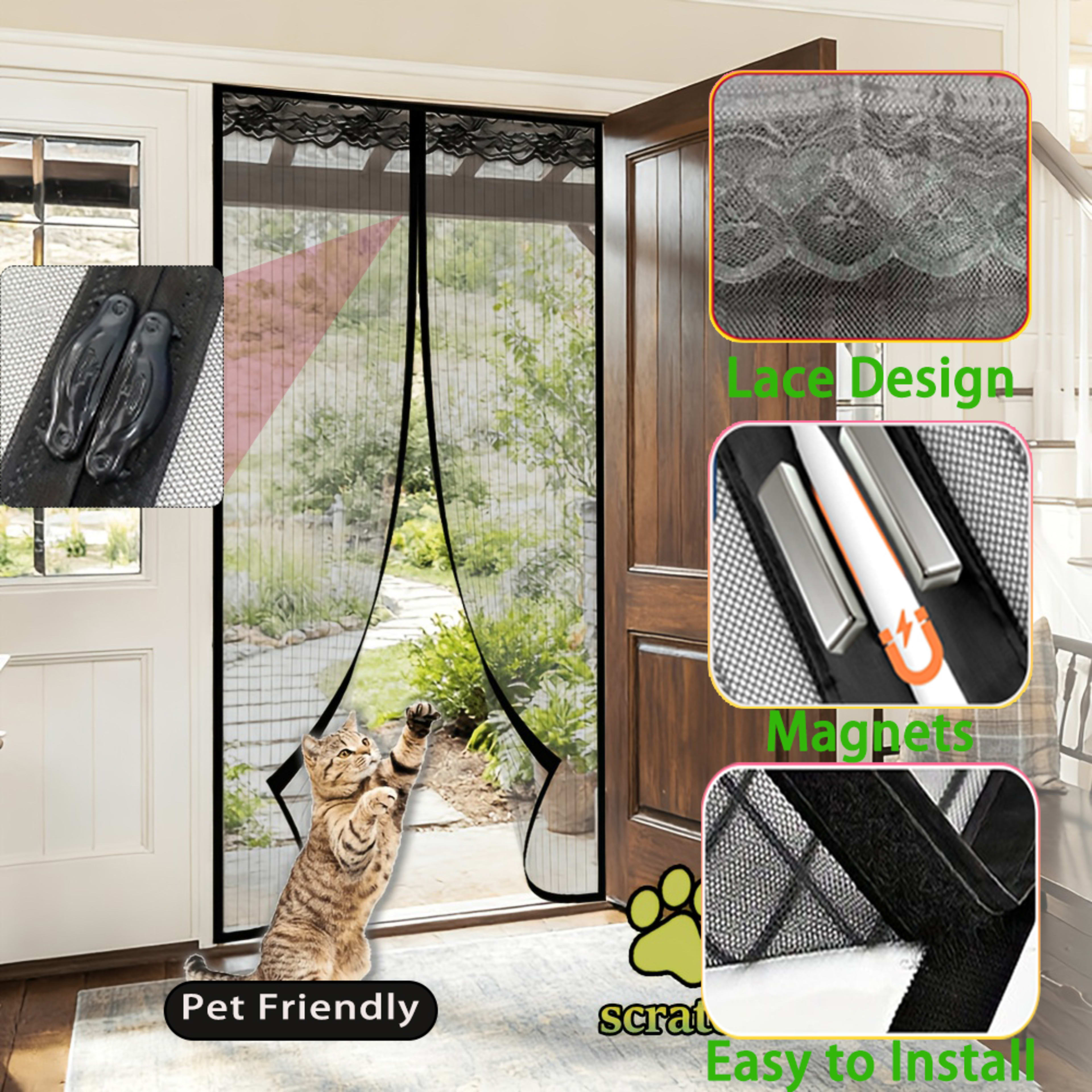 1 Easy-to-install Magnetic Screen Door - Pet-friendly, No-drill Mesh Curtain With Auto-close Feature, Durable And Weathe 2