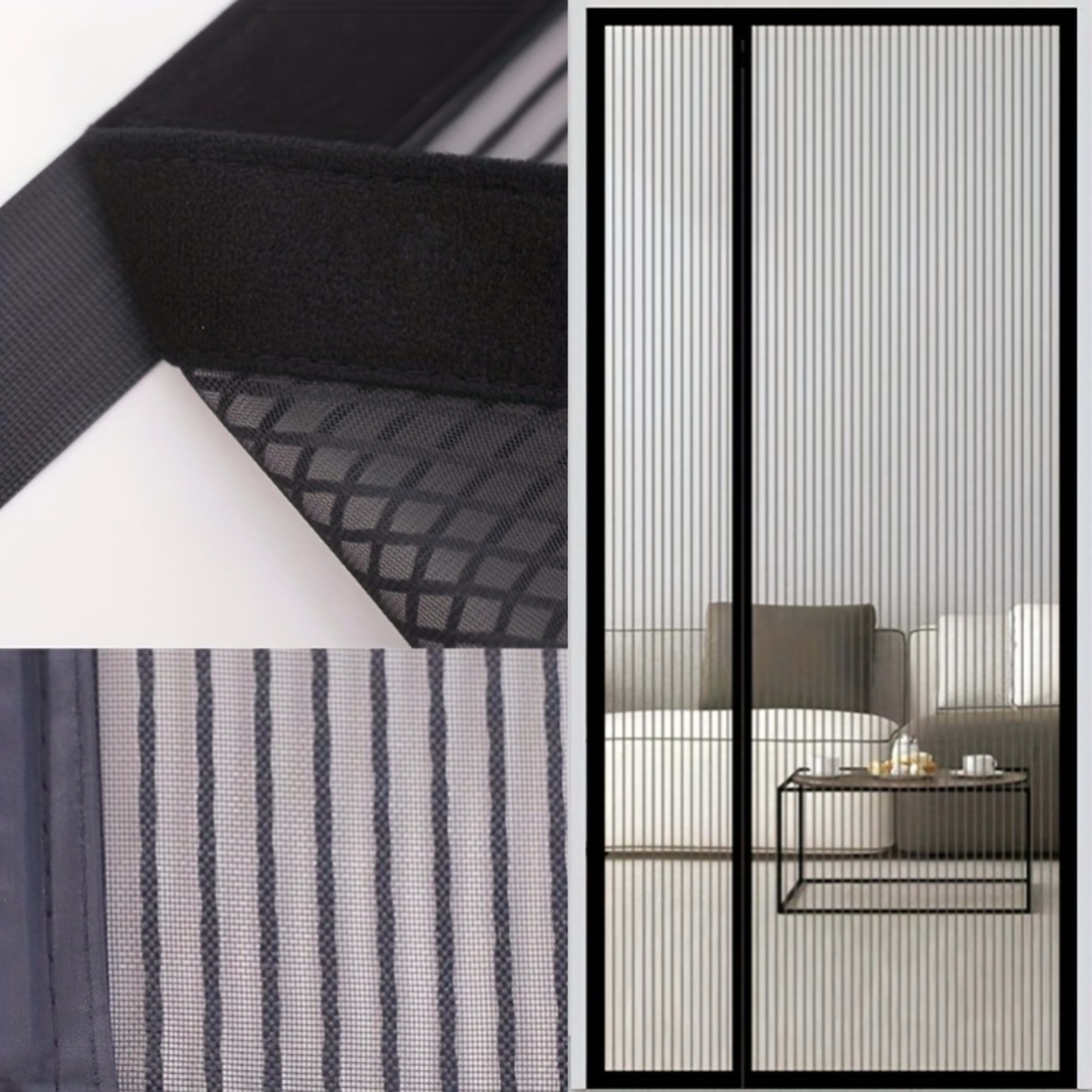 1pc Side-opening Magnetic Screen Door, Reversible Left And Right Design, With Hooks, Easy To Install, Prevents Insects F 8