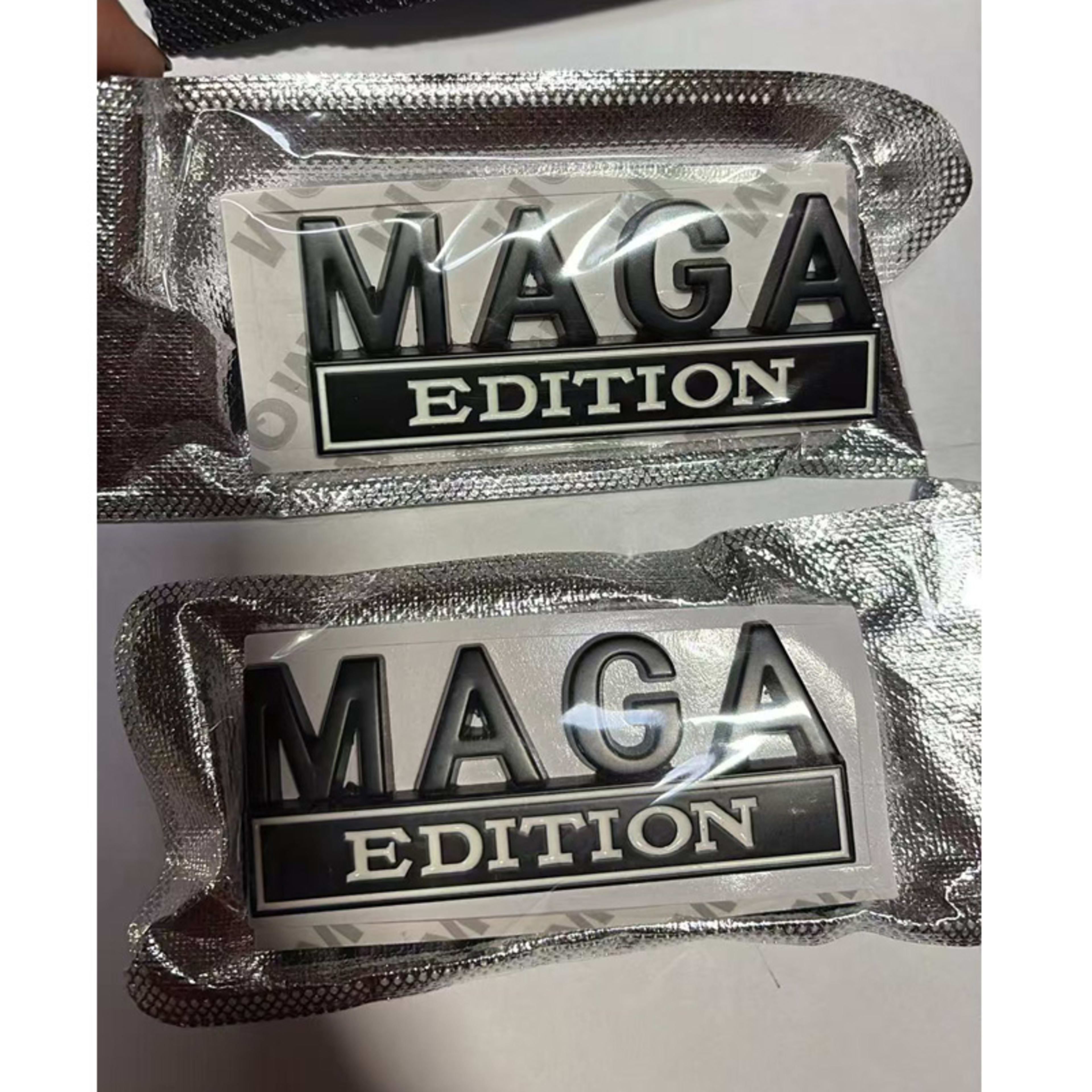 4pcs MAGA Edition Car  Metal Badge Sticker Truck Replacement, Suitable For General Motors SUV,Motorcycle, Bicycle Chrome 11
