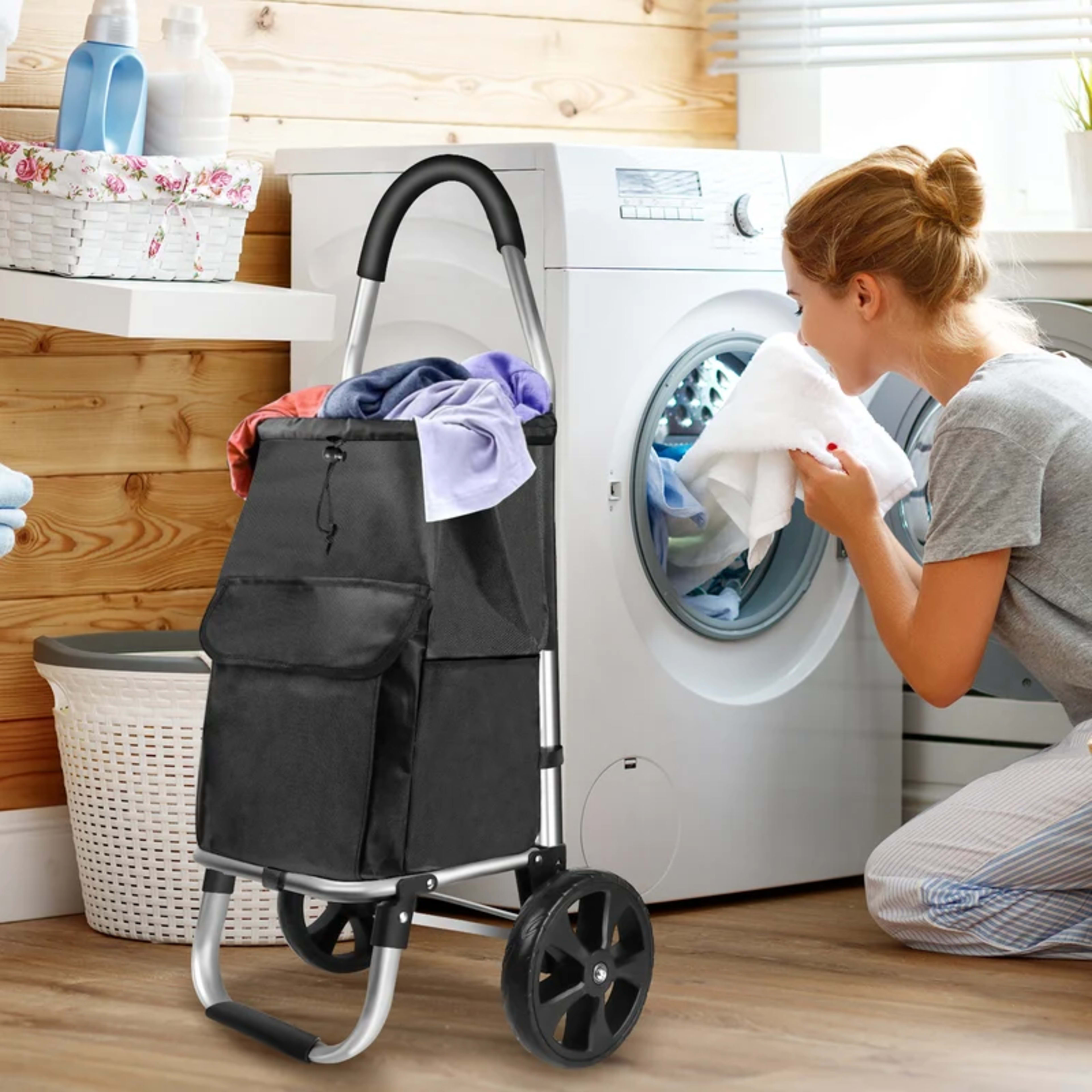 40L Lightweight 2 Wheels Shopping Trolley, Collapsible Push Pull Carts For Easy Storage, For Seniors Or Heavy Loads 5