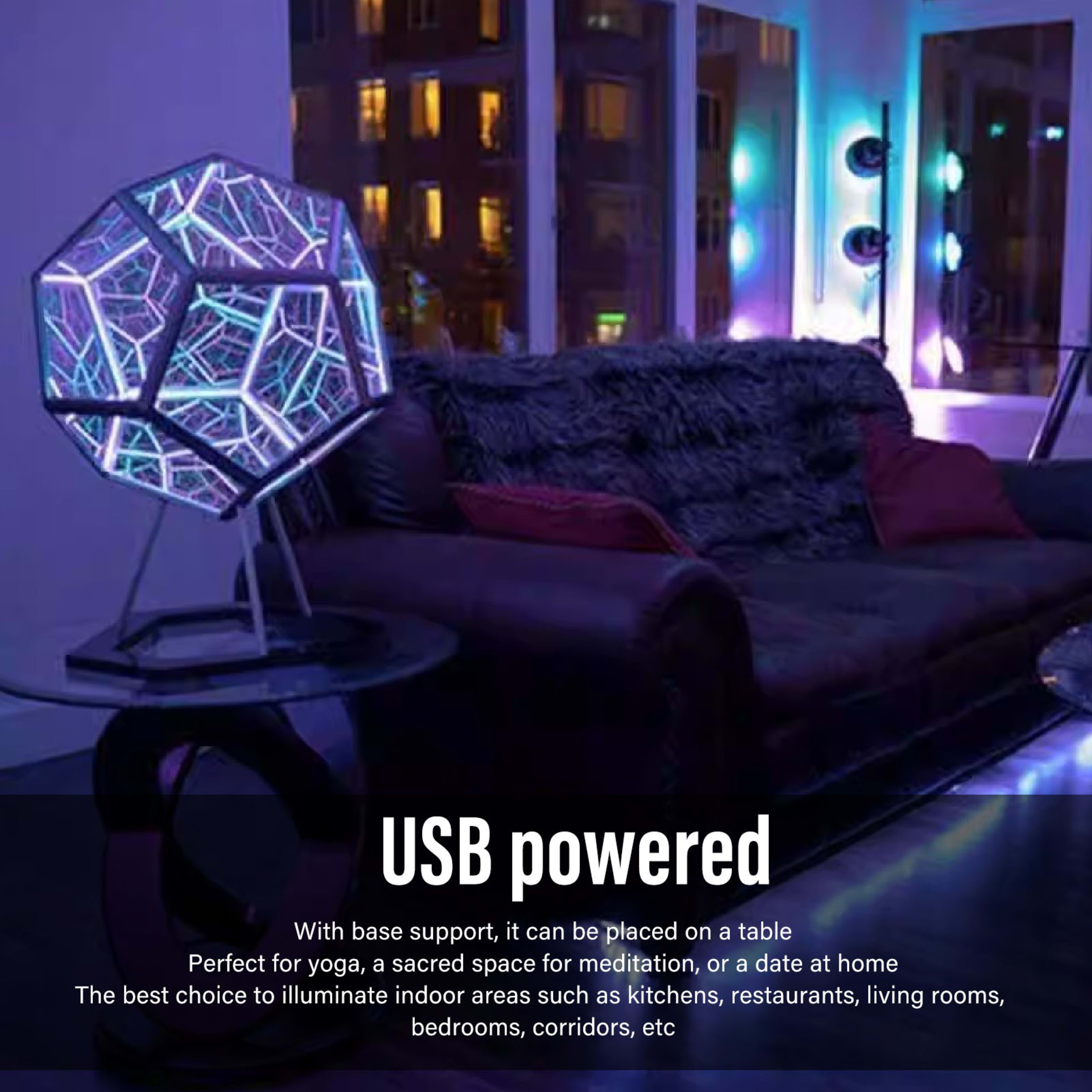 Dodecahedron Night Light Infinity Dodecahedron Color Art Light LED Night Light Lamp For Kids Room Bedroom Living Room Be 38
