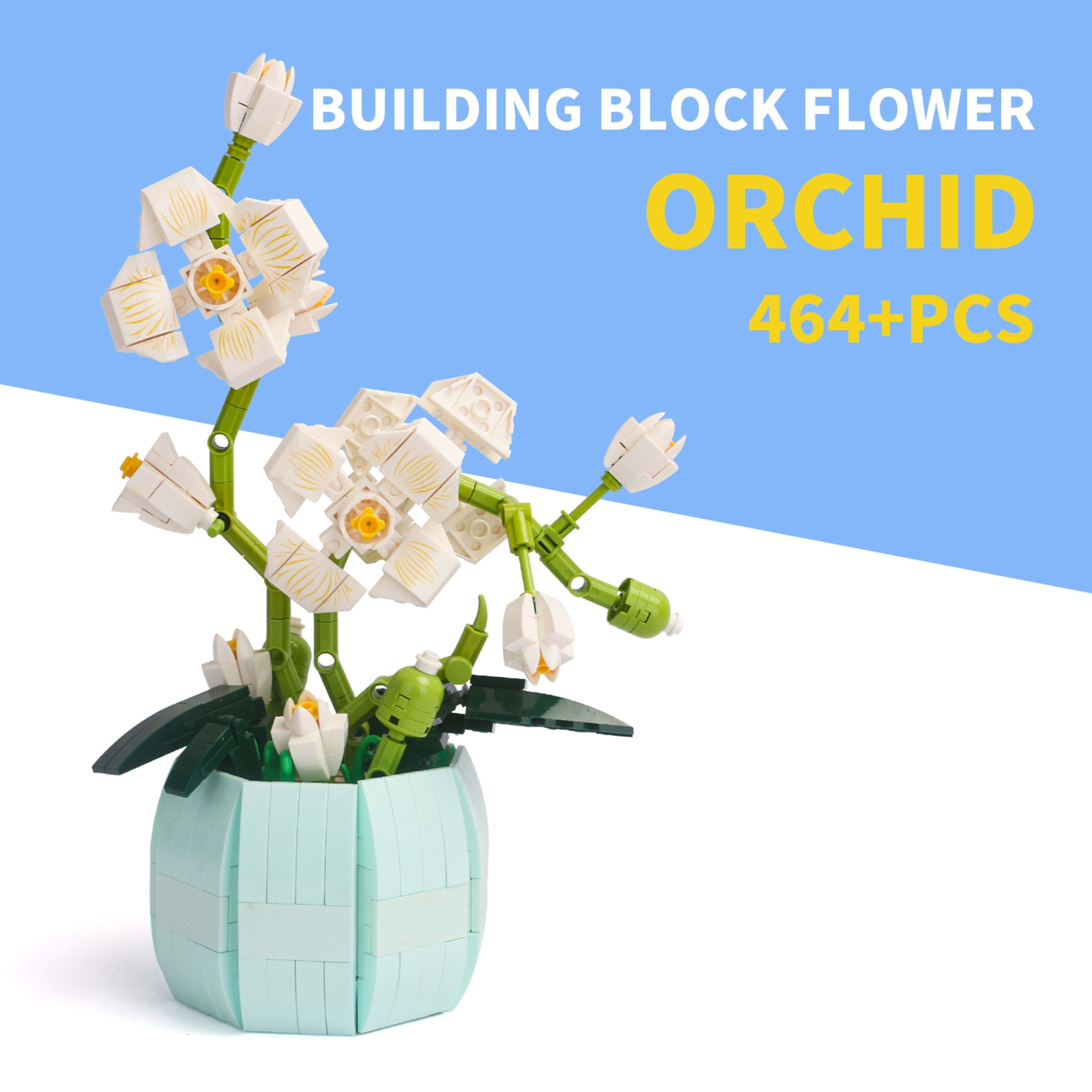 Flower Botanical Bonsai Building Set Freshing Color Orchid Bonsai Building Blocks Set For Home Decoration 5