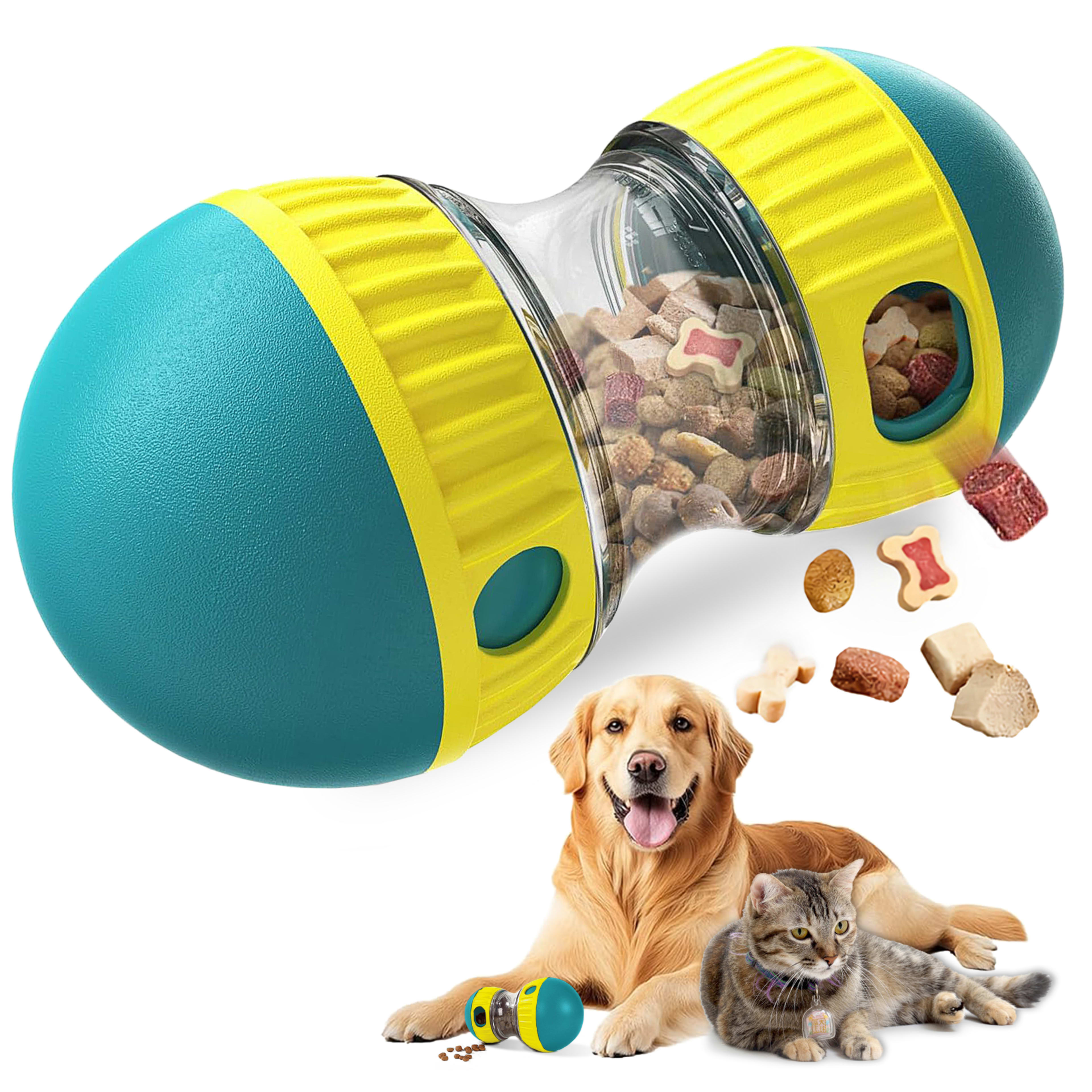 Dog Puzzle Toy, Adjustable Treat Dispensing Ball Food Dispenser Tough Slow Feeder Puppy Enrichment Training Toy Pet Inte 3