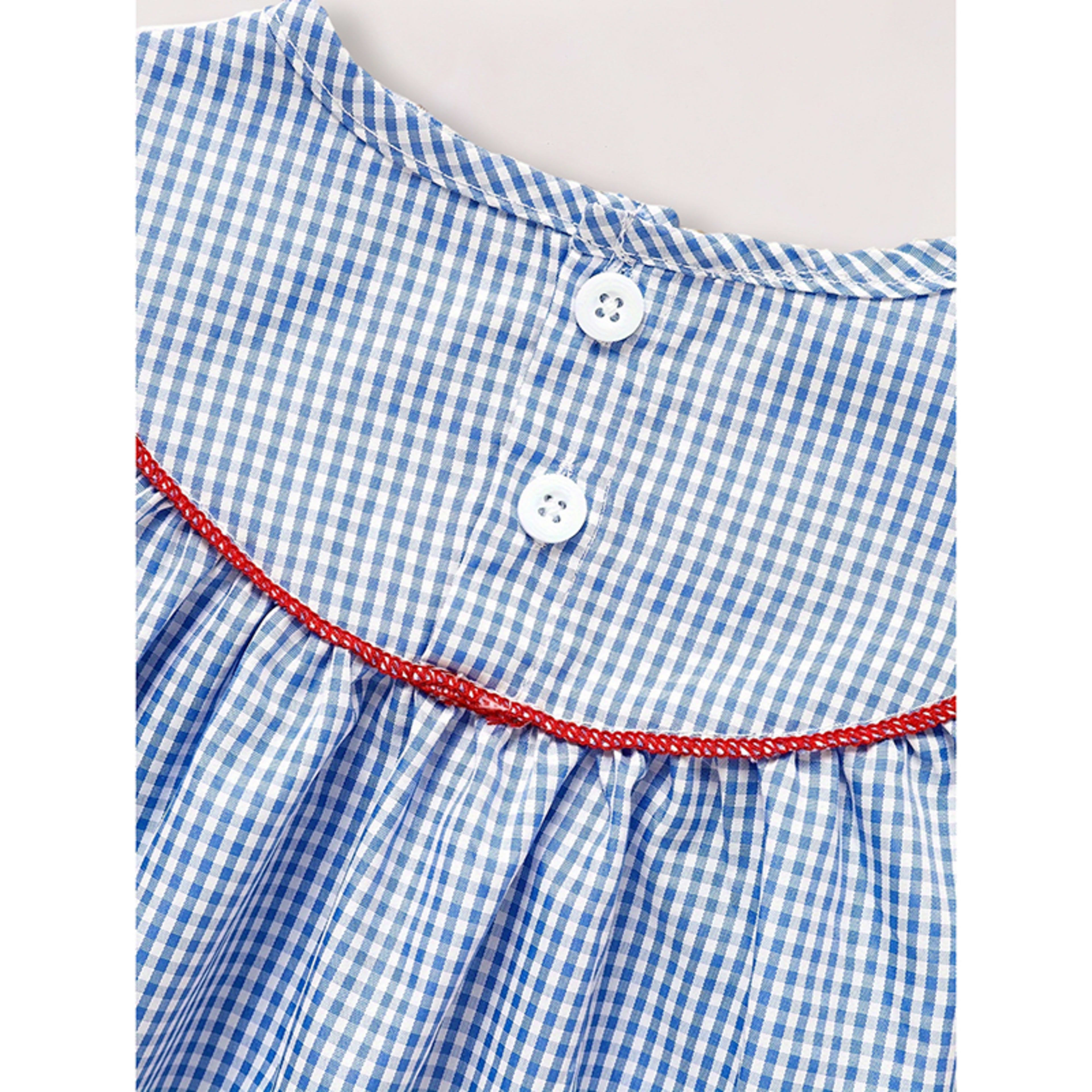 Baby Girls 4th Of July Dress Gingham American Flag White Blue Color Block Independence Day Dresses 3