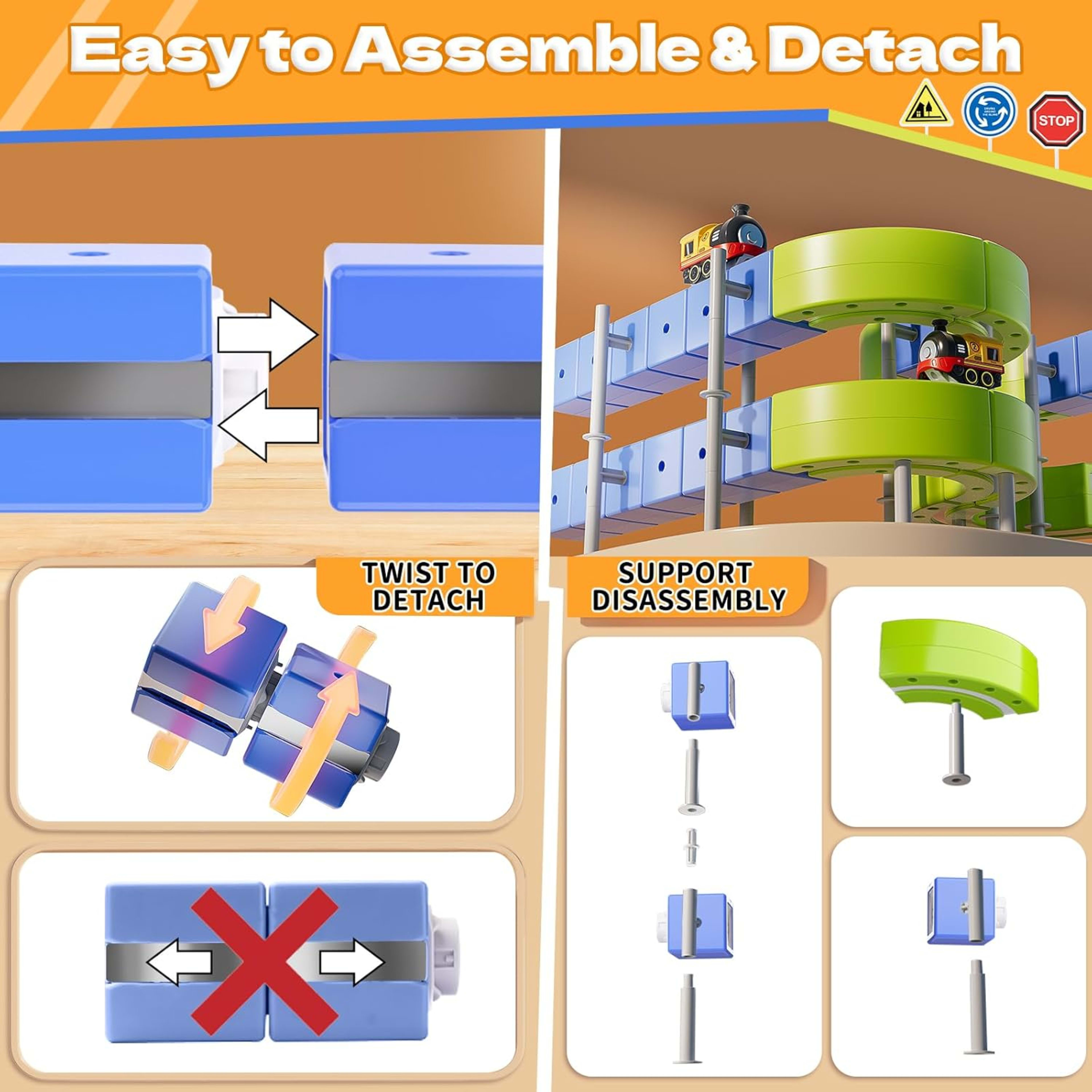 101-Piece Electric Train Track Toy Set Rechargeable Electric Train & DIY Assembly Track Kit  Creative Building Block Rac 6