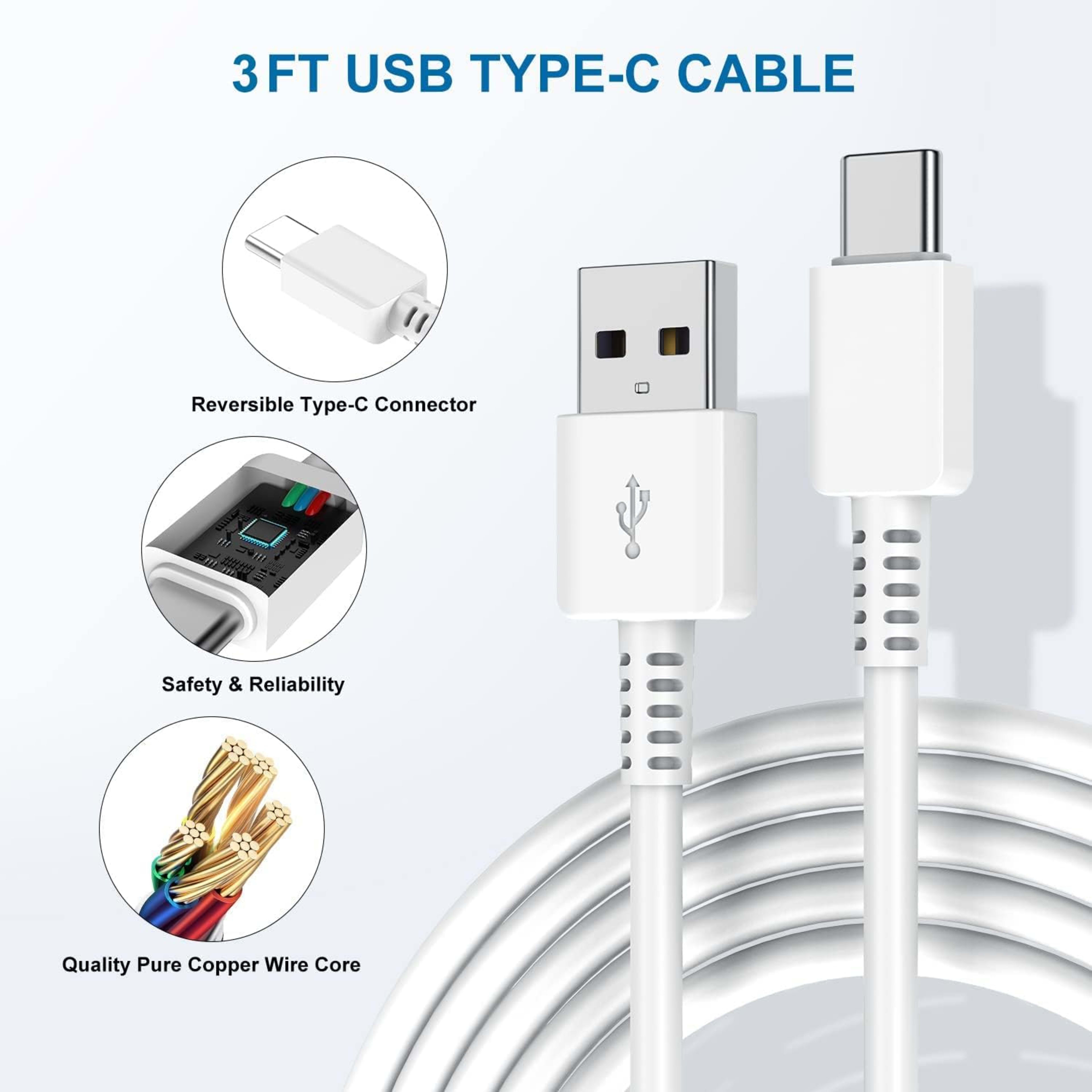 Type C Charger Fast Charging, 2 Pack USB C Android Phone Wall Charger Block And 6ft Charge Cable Cord, For Androids Gala 5
