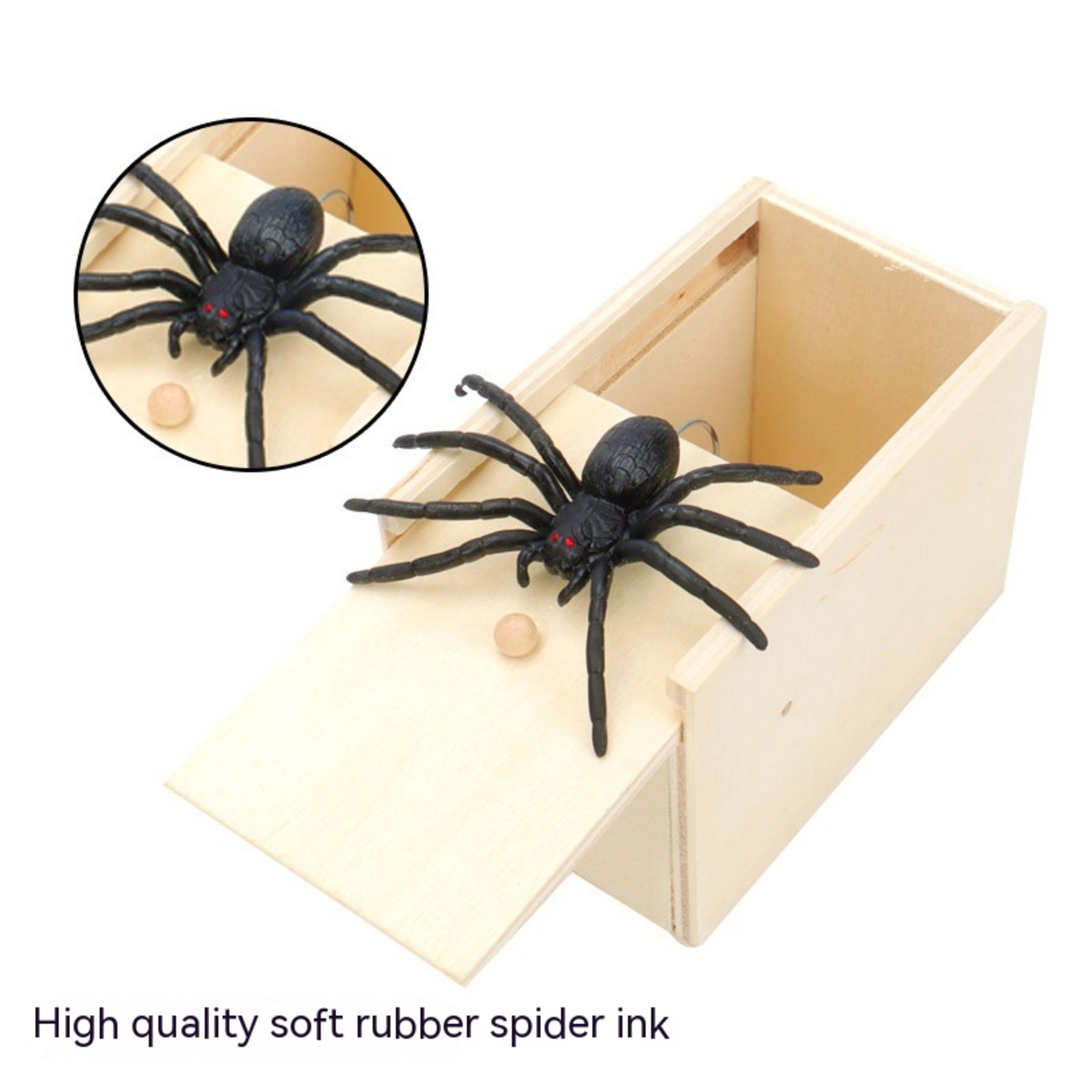 Simulation Spider Scared Wooden Box Spoof Spider Creative Tricky 4