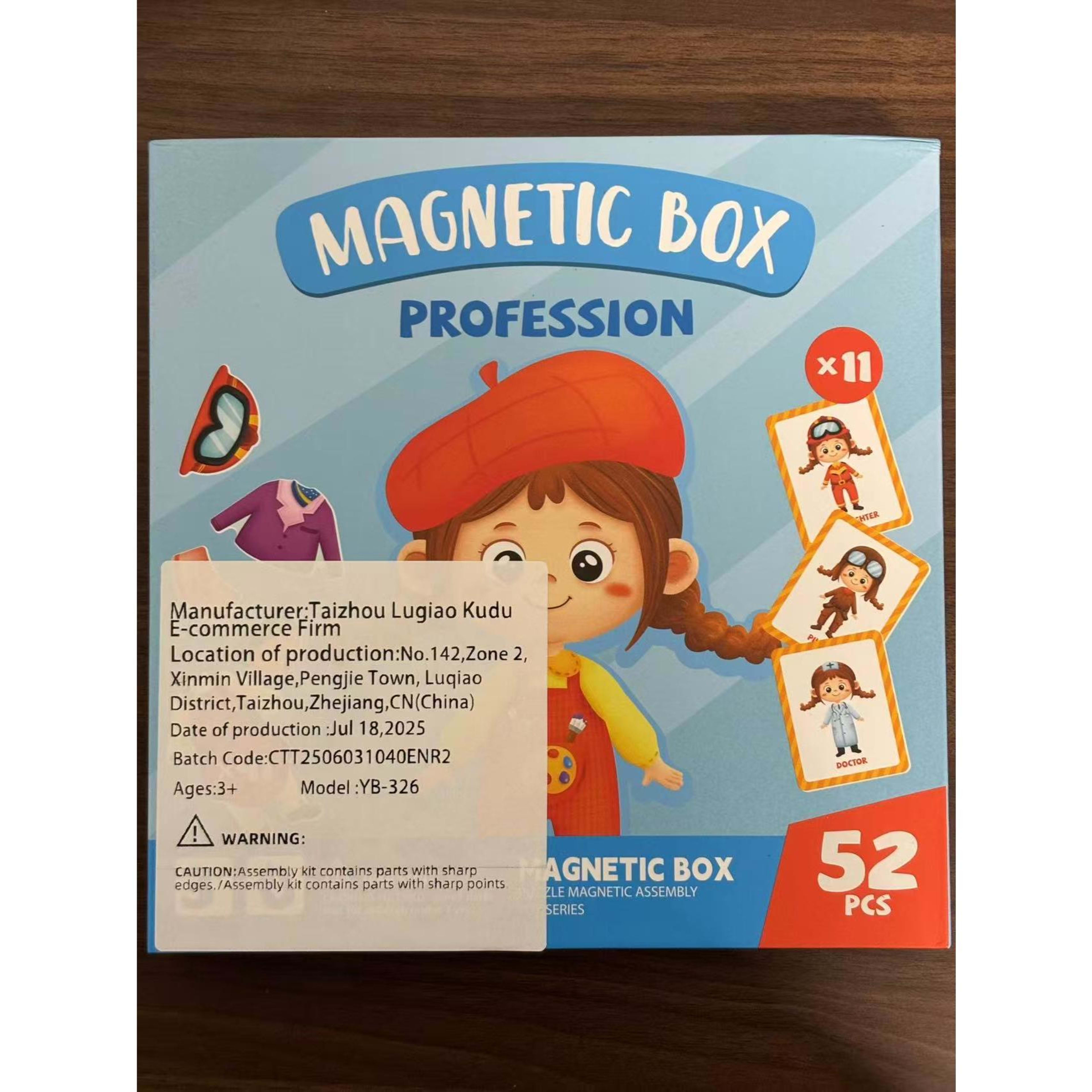 Blue Princess Dress-Up Puzzle Toy  Portable Magnetic Case With 11 Cards & 41 Puzzle Pieces Creative Role-Play Toy For Ki 11