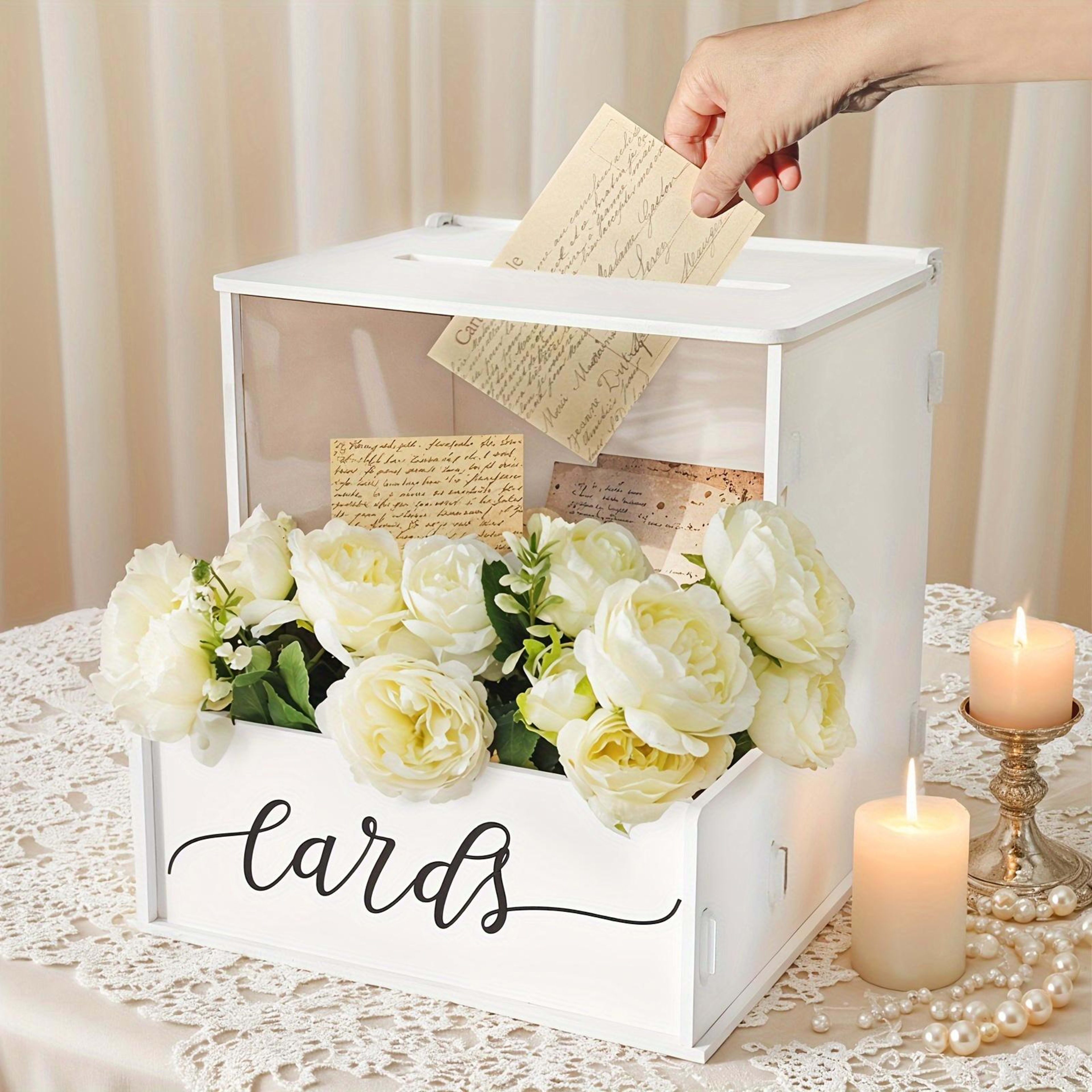 Elegant White PVC Rectangular Wedding Card Box With Lockable Lid  Durable Decorative Gift Box For Wedding Money, Favors, 4