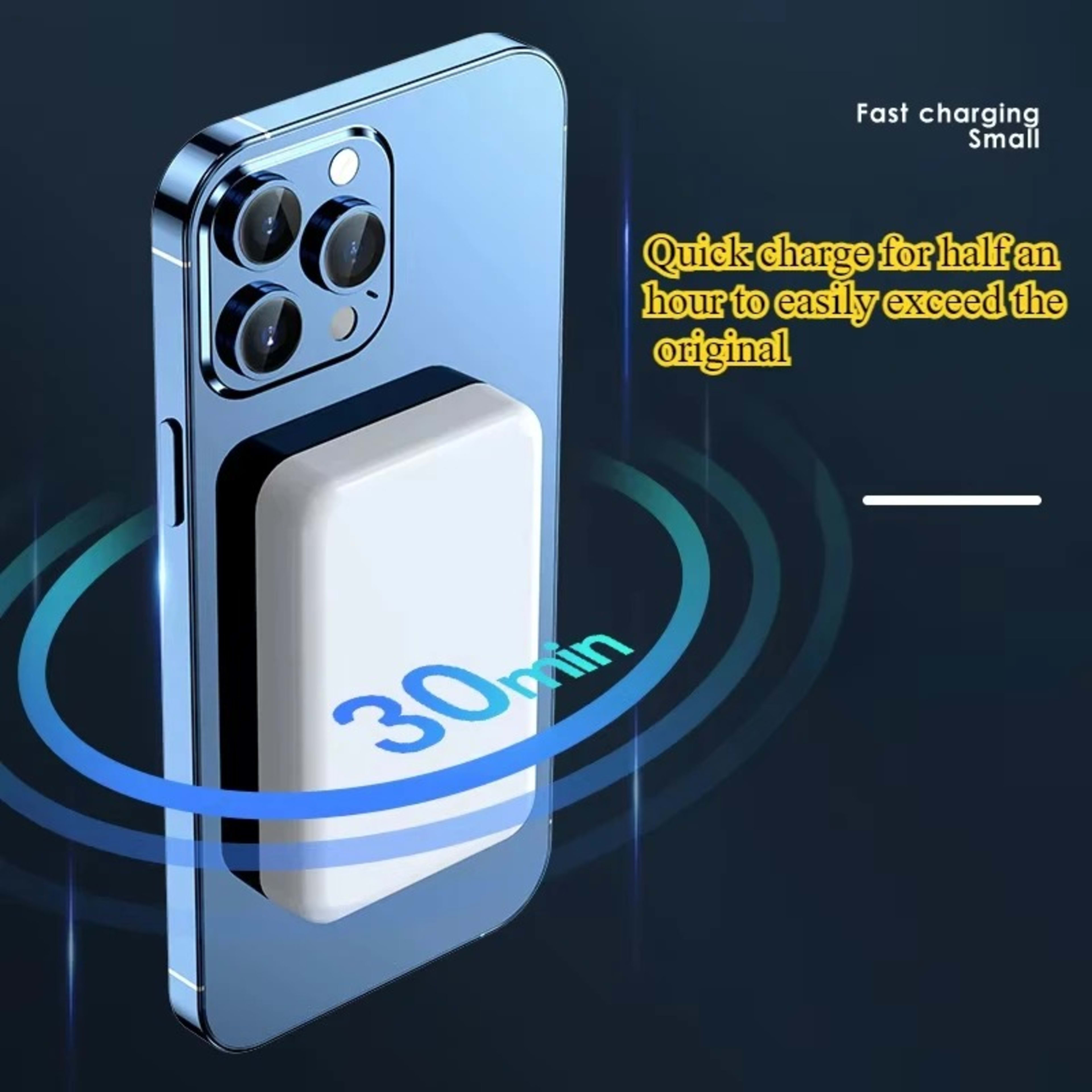 20W Power Bank With Magnetic Closure, 10000mAh, Portable, Wireless, Fast Charging, MagSafe Compatible For IPhone 15 Pro  6