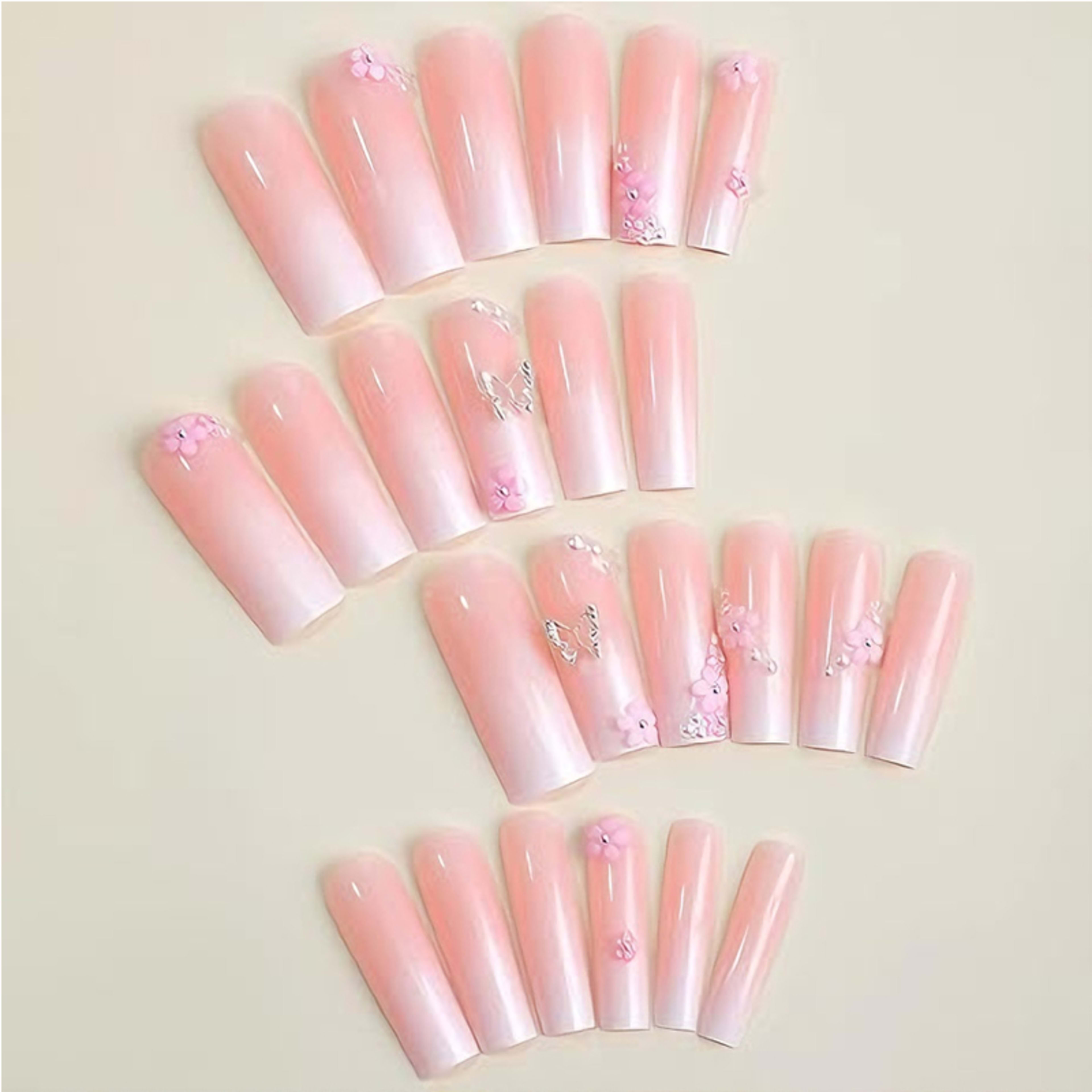 24 PCS Flower Diamond Butterfly Nail Art 6