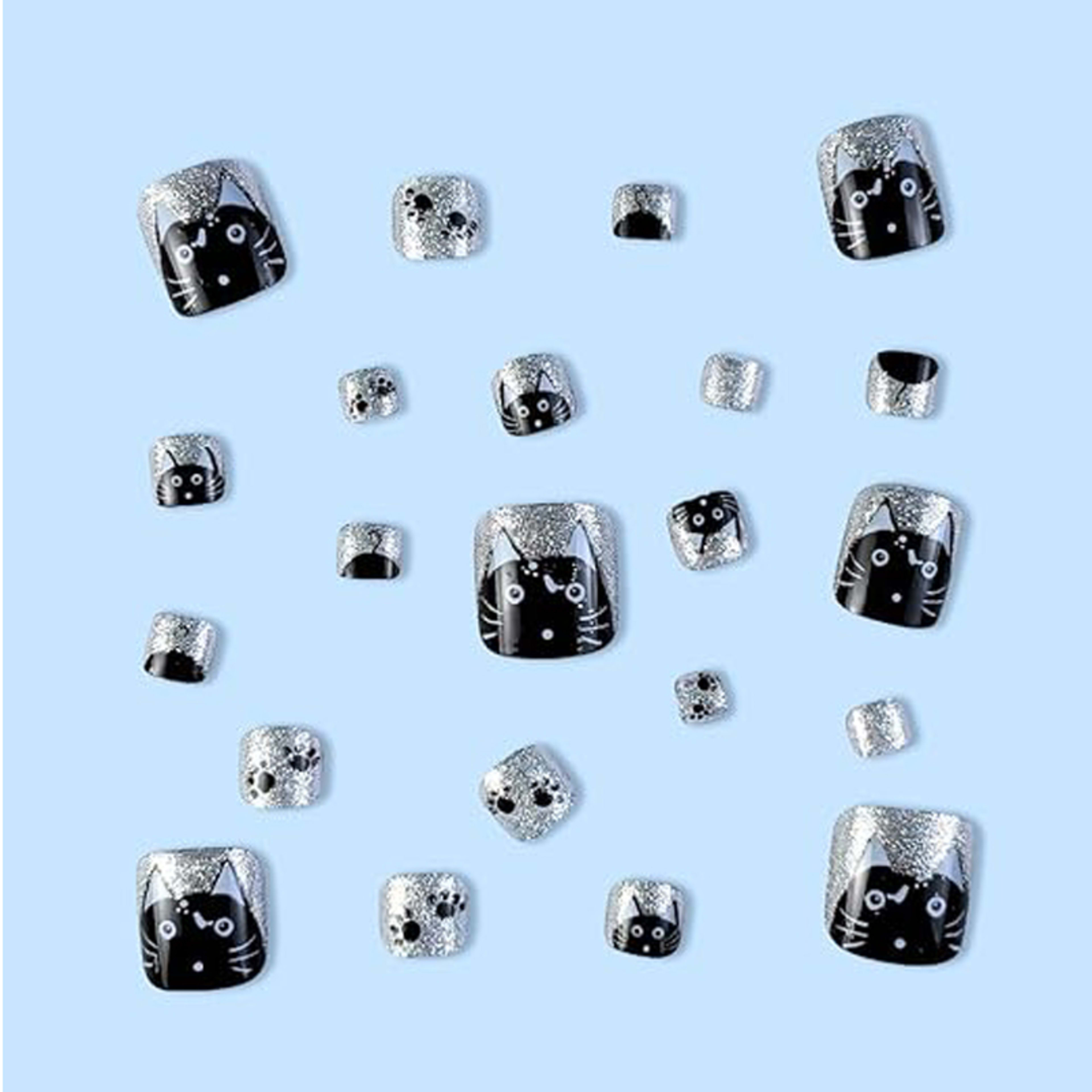 24PCS Press On Nails Fake ToeNails,Stick On Nails,Artificial Fake Toe Nail Set 7