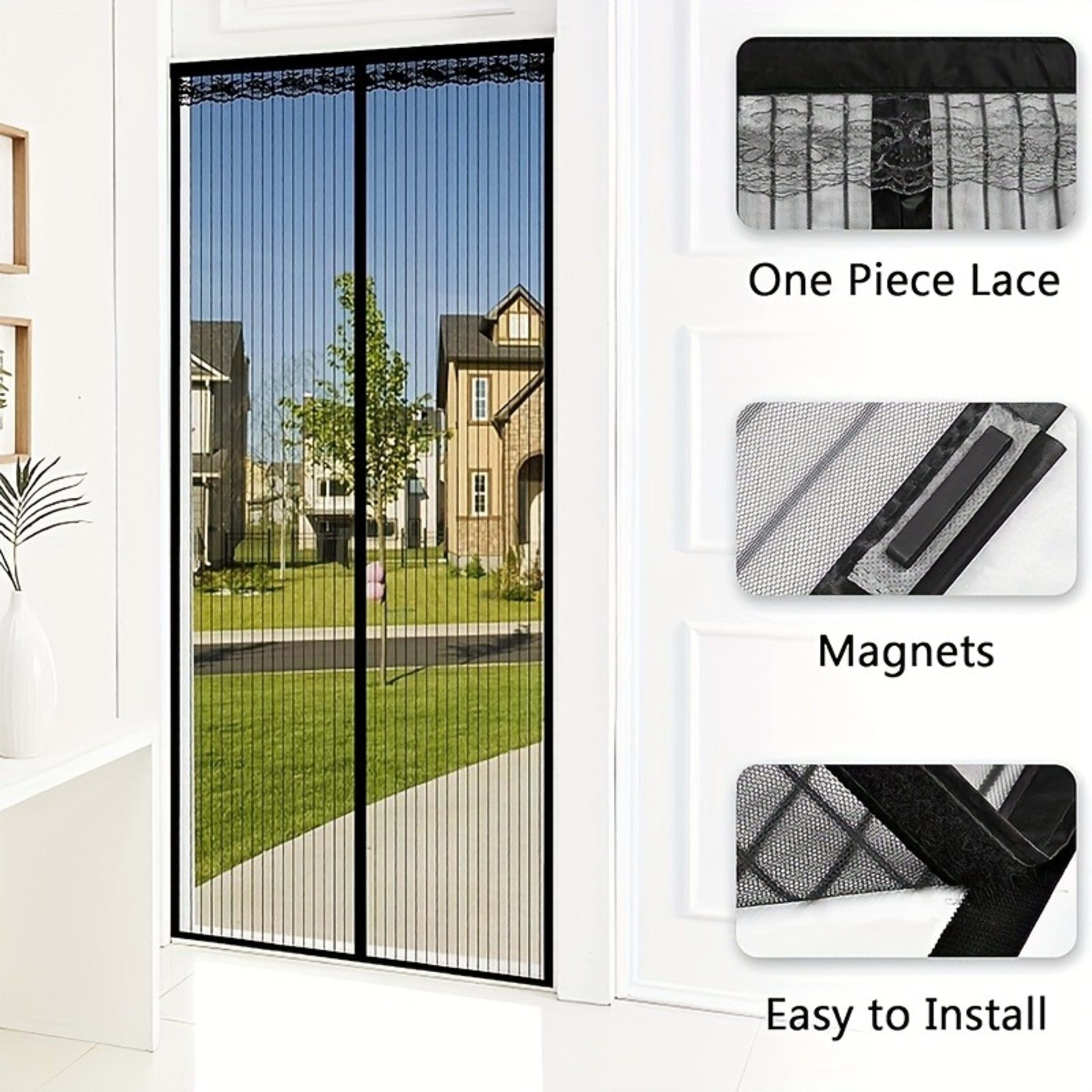 1 Easy-to-install Magnetic Screen Door - Pet-friendly, No-drill Mesh Curtain With Auto-close Feature, Durable And Weathe 8
