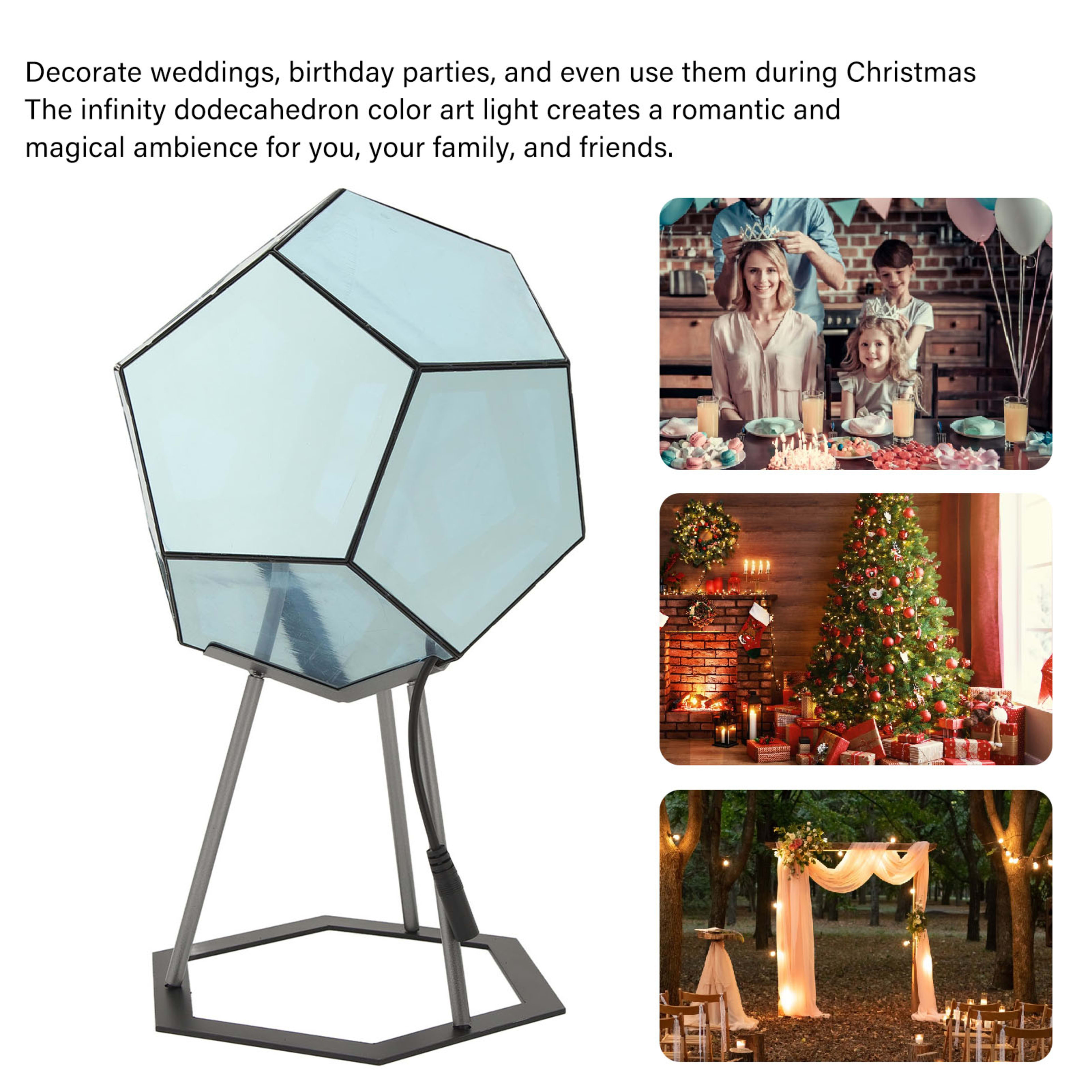 Dodecahedron Night Light Infinity Dodecahedron Color Art Light LED Night Light Lamp For Kids Room Bedroom Living Room Be 7