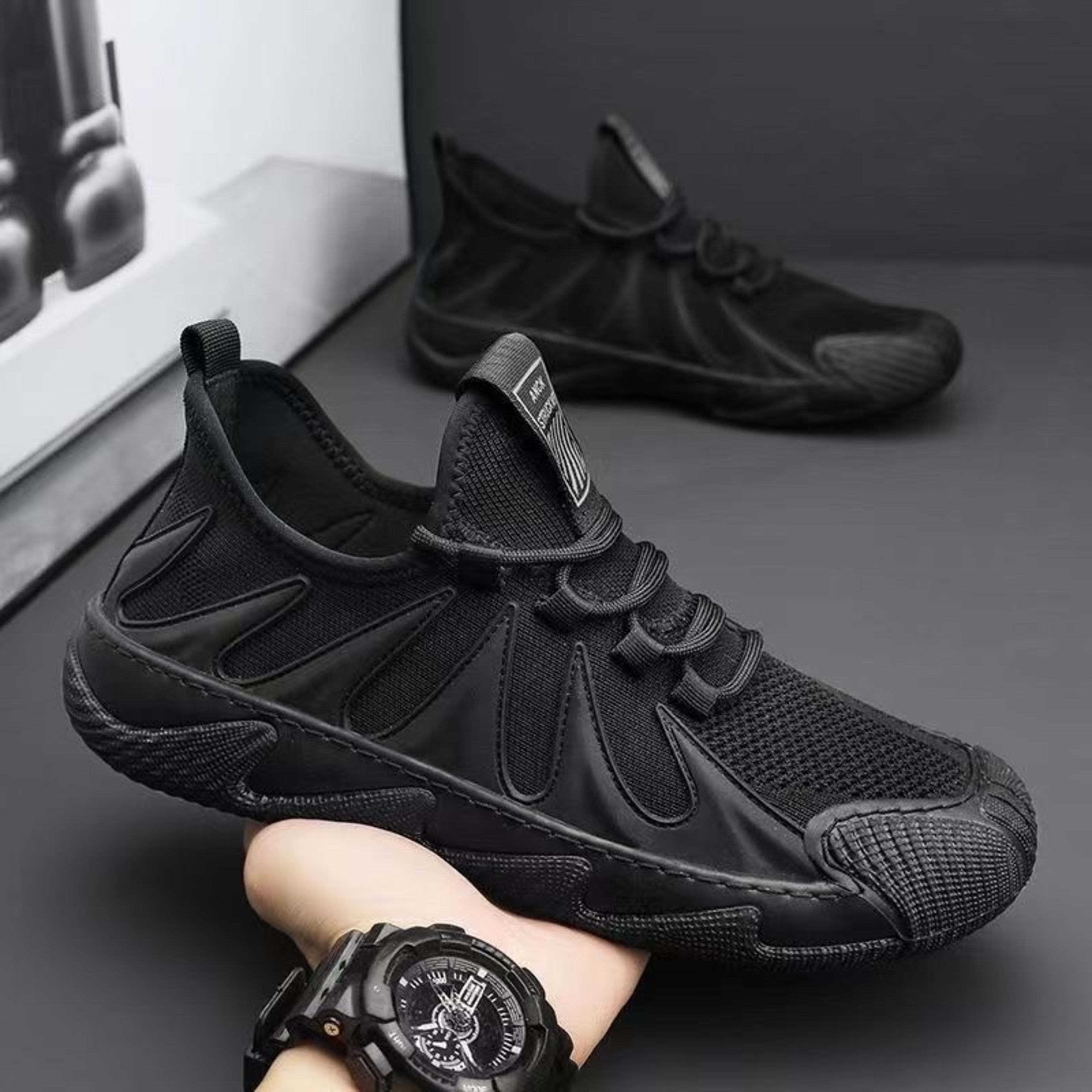 Breathable Mesh Sports Shoes Casual Lace-up Sneakers Men Non-slip Shoes 8