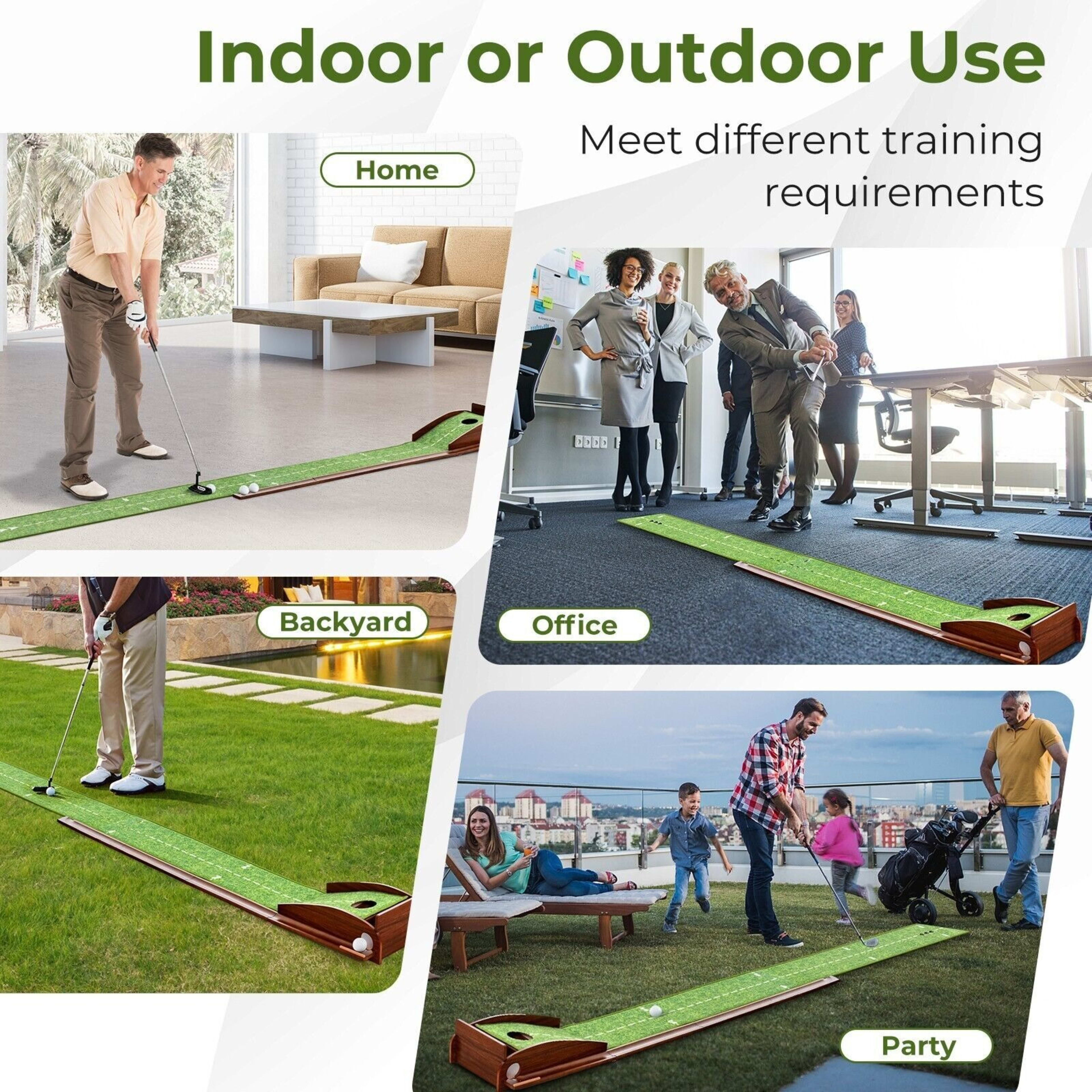 Golf Putting Mat Putting Green Practice Training Aid Auto Ball Return One Hole