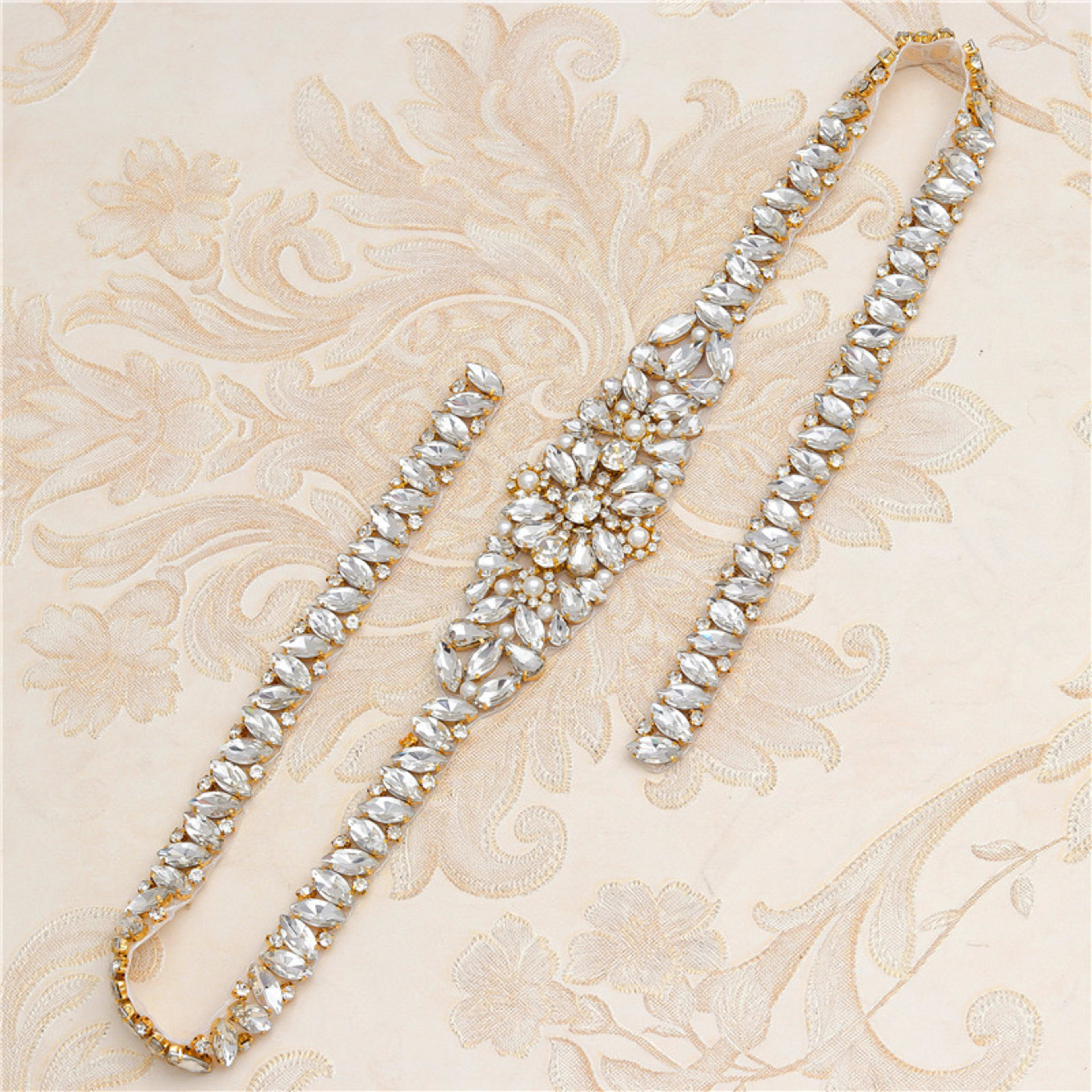 Rhinestone Applique Wedding Dress Waist Jewelry 1
