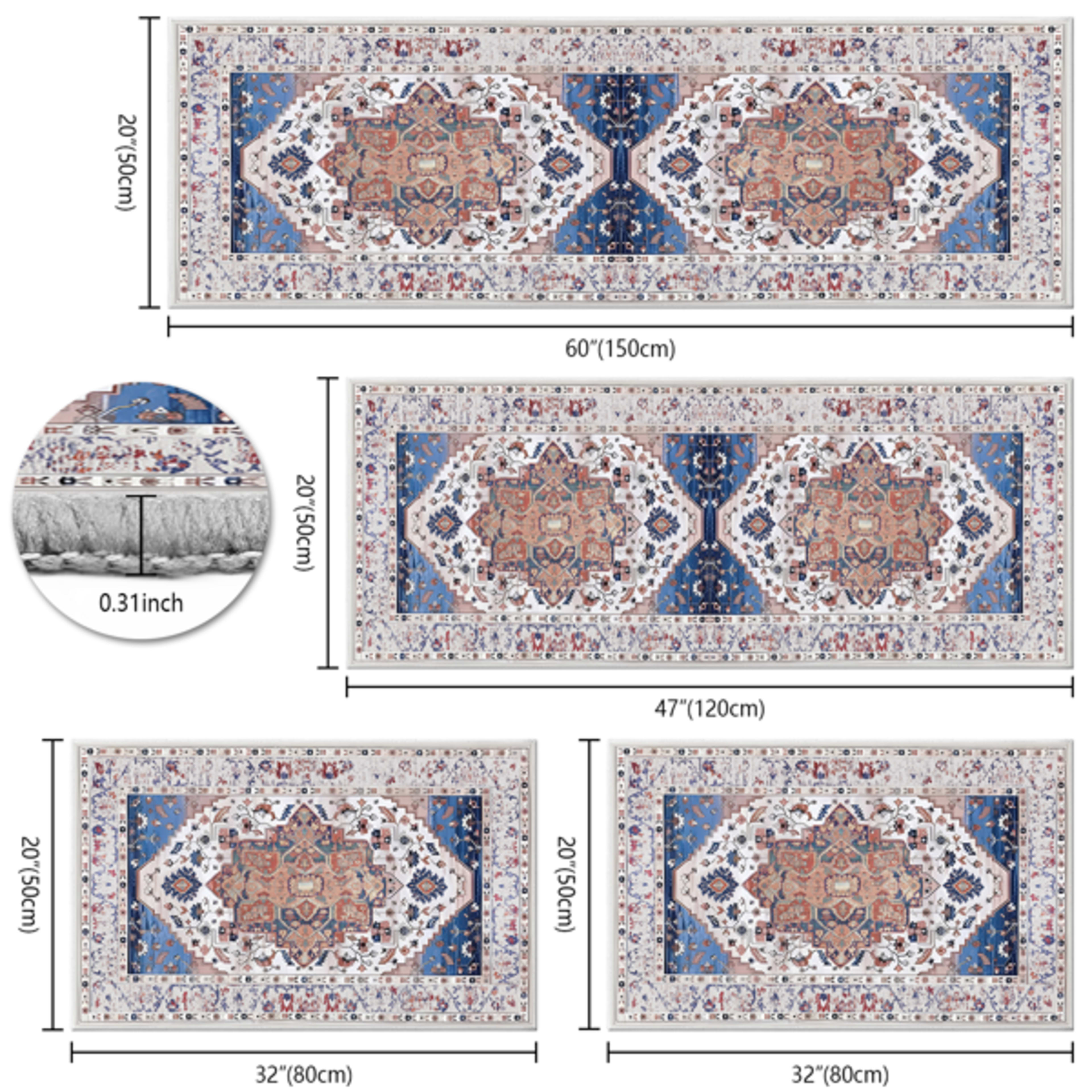 Boho Kitchen Rug Sets 3 Piece With Runner Non Slip Kitchen Rugs And Mats Washable Kitchen Mats For Floor Thick Kitchen F 7